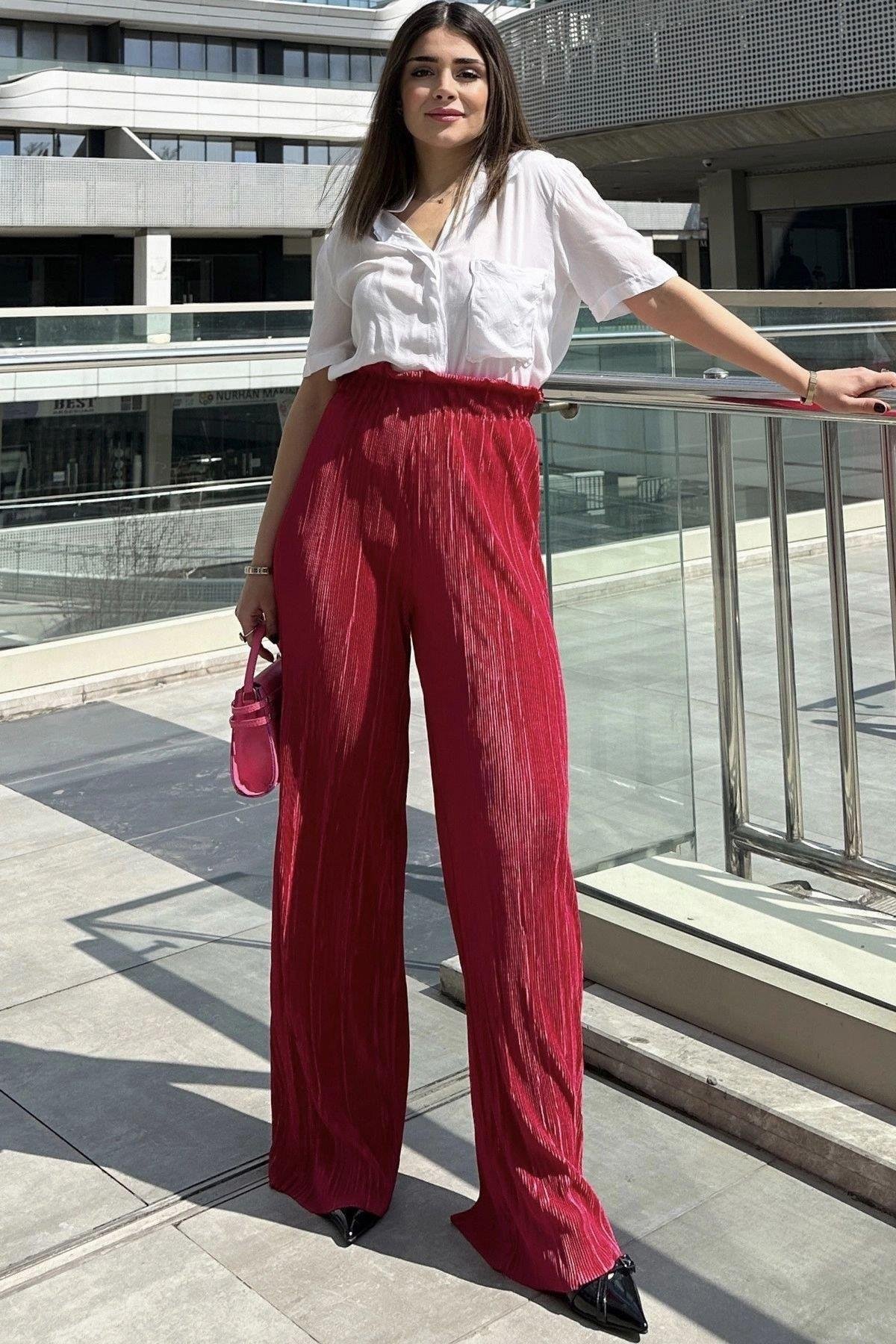 Kadın Bordo Pantolon - 700-3578