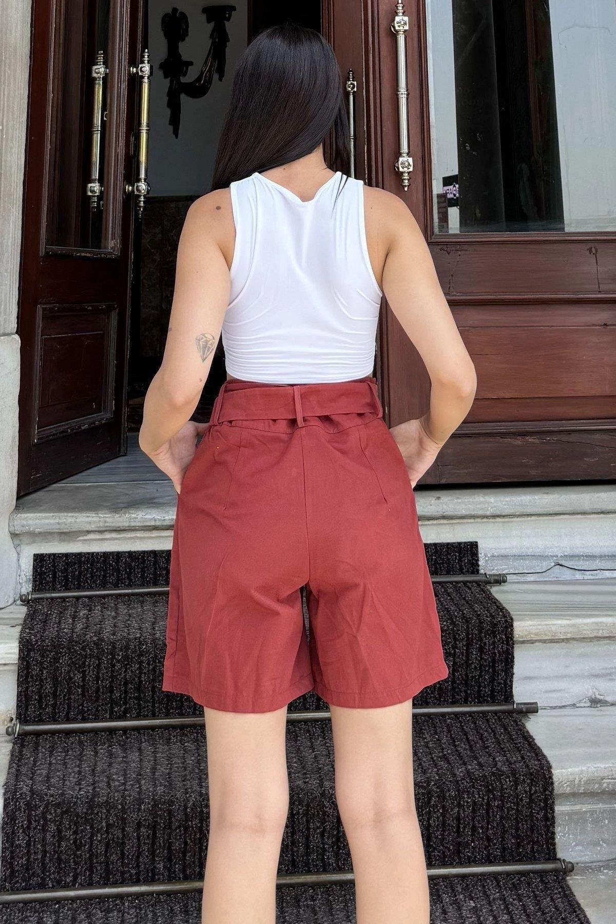 Kadın Bordo Şort - 700-SS-7094