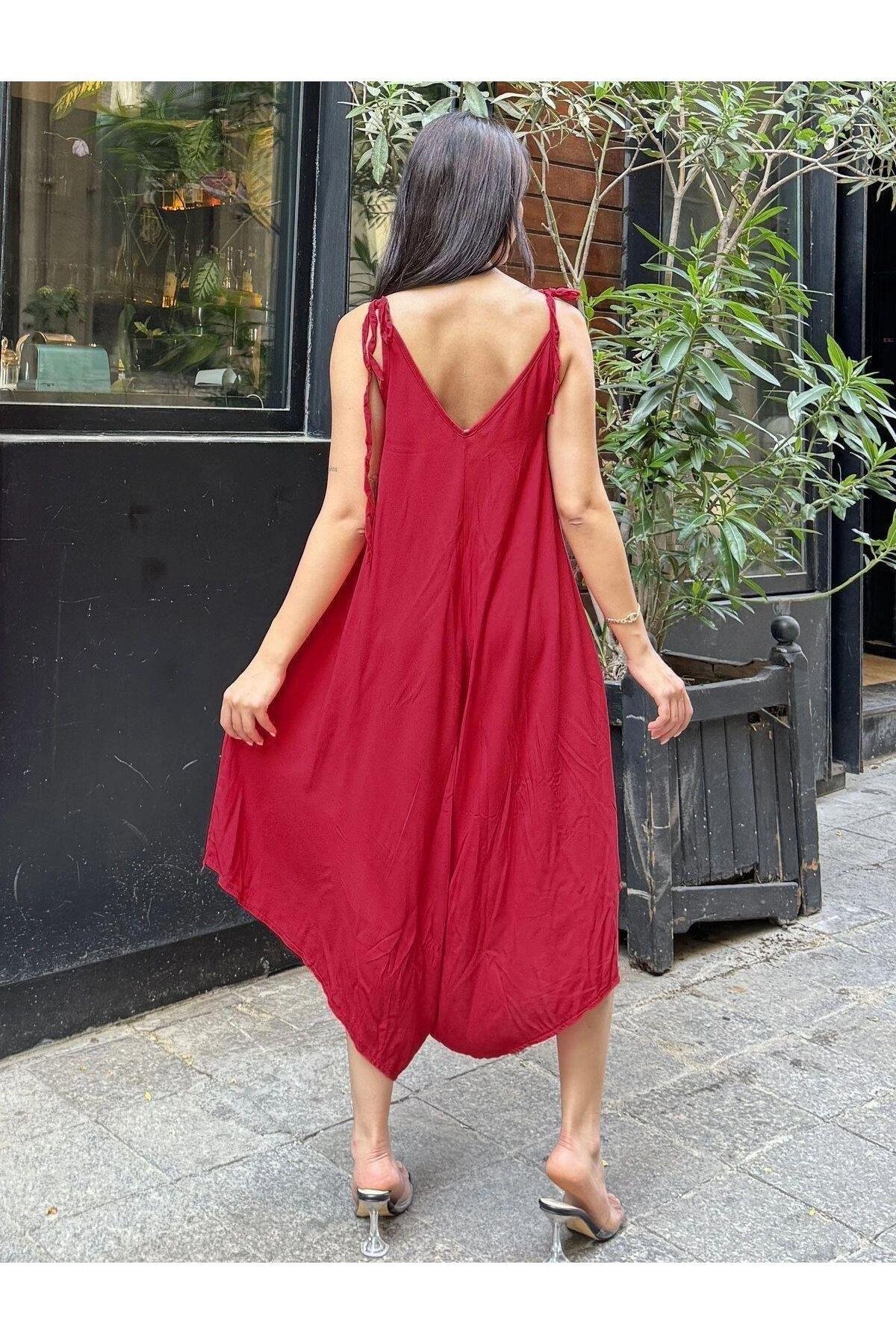 Kadın Bordo Tulum - 700-H5002