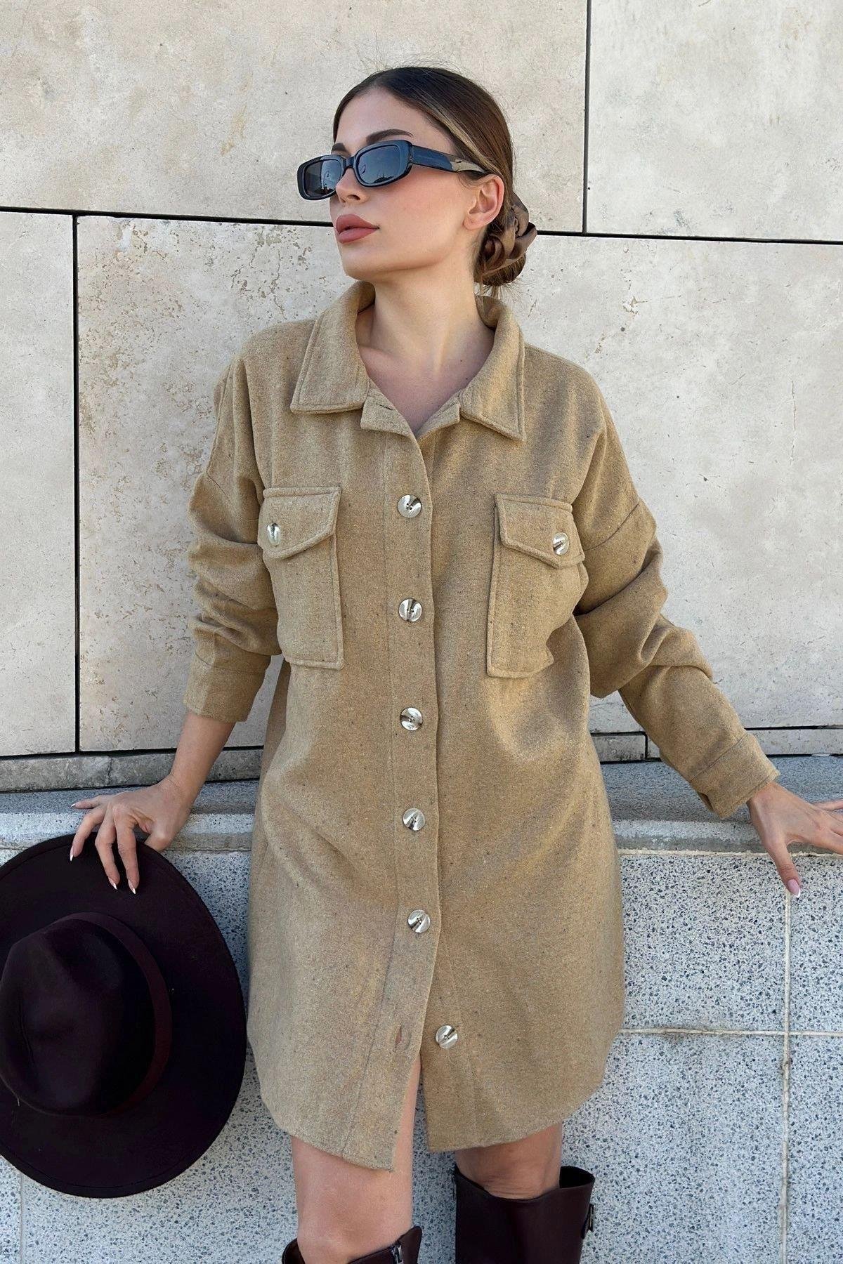 Kadın Camel Elbise - 700-3270