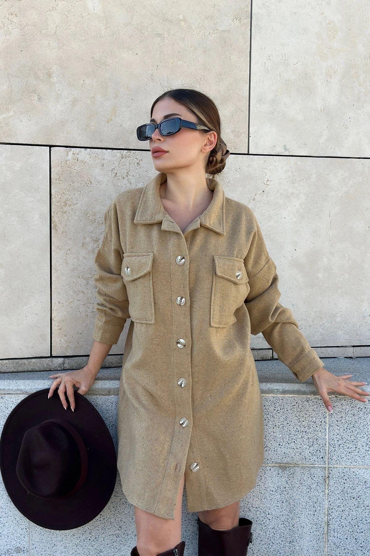 Kadın Camel Elbise - 700-3270