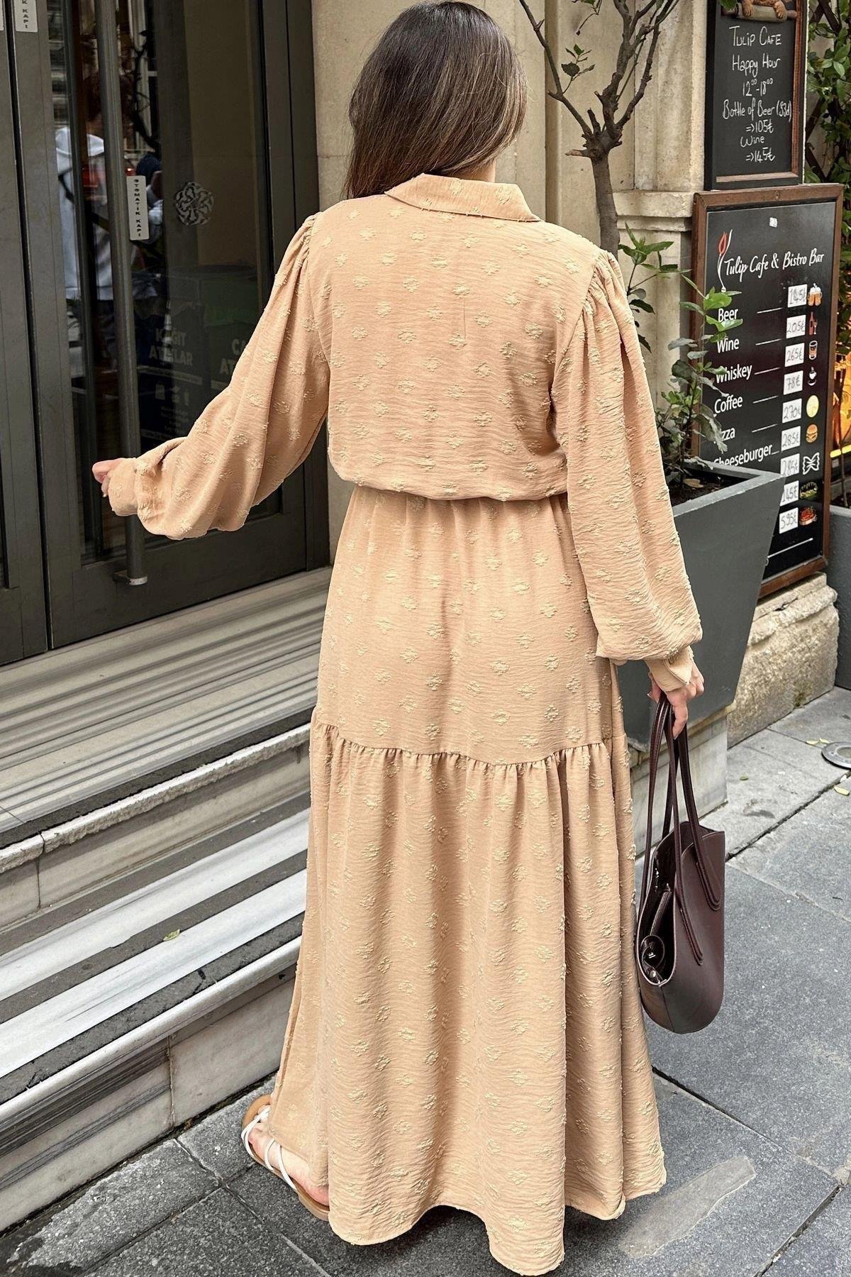 Kadın Camel Elbise - 700-3550