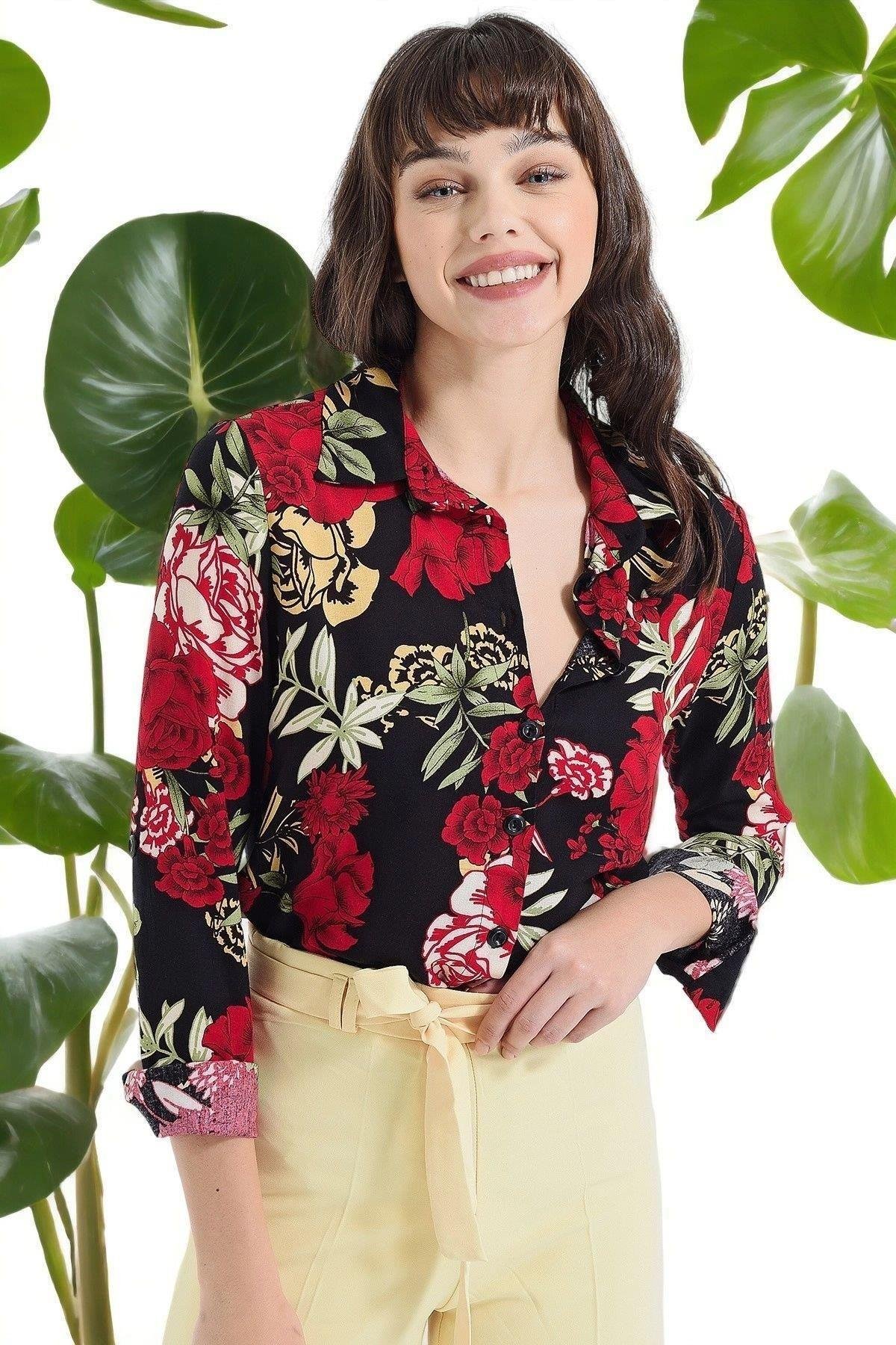 Kadın Çiçek Gömlek - 700-2711
