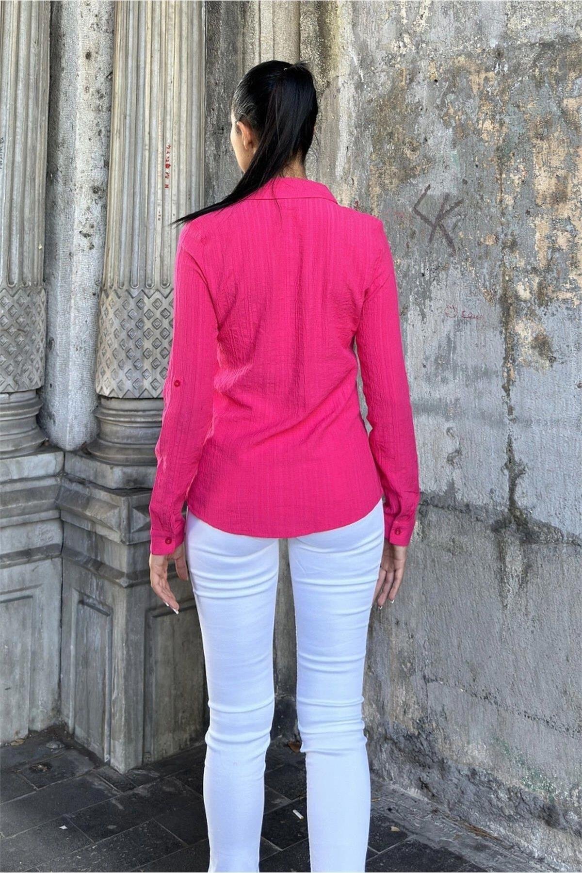Kadın Çizgili Gömlek - 700-3552