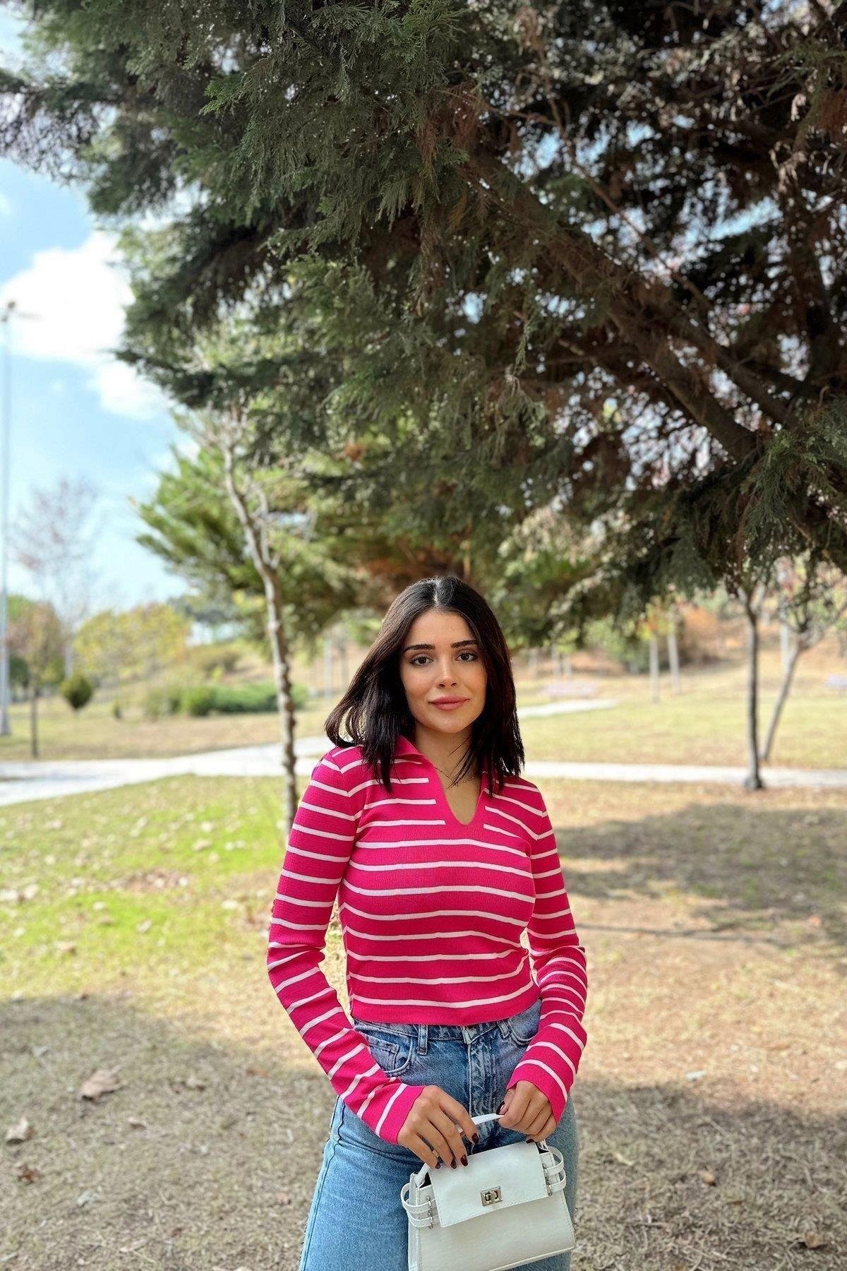 Kadın Çizgili Triko - 700-K7521