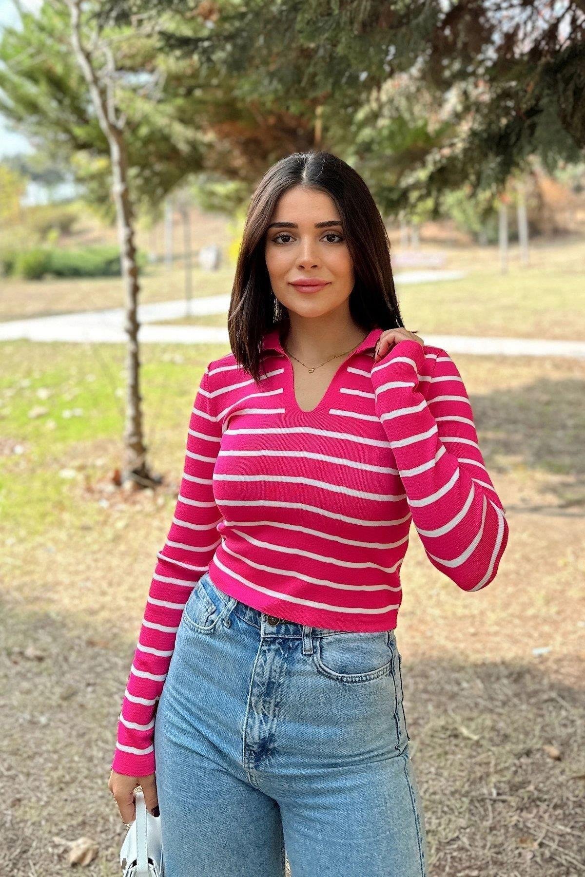 Kadın Çizgili Triko - 700-K7521