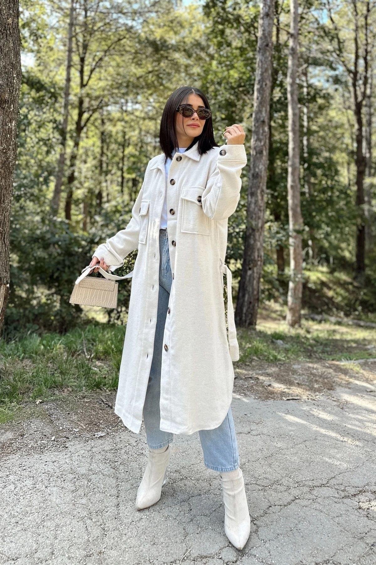 Kadın Ekru Ceket - 700-3280