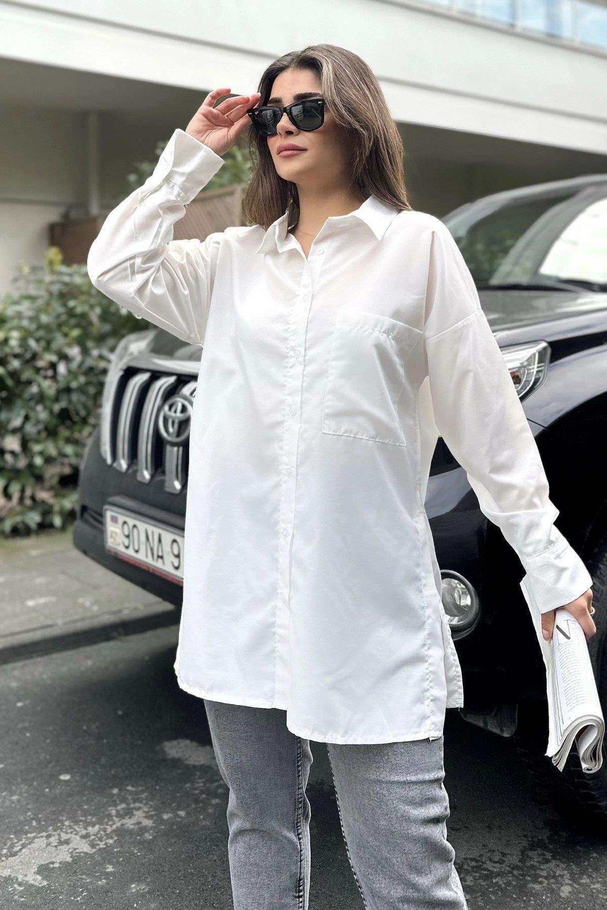 Kadın Ekru Gömlek - 700-3518
