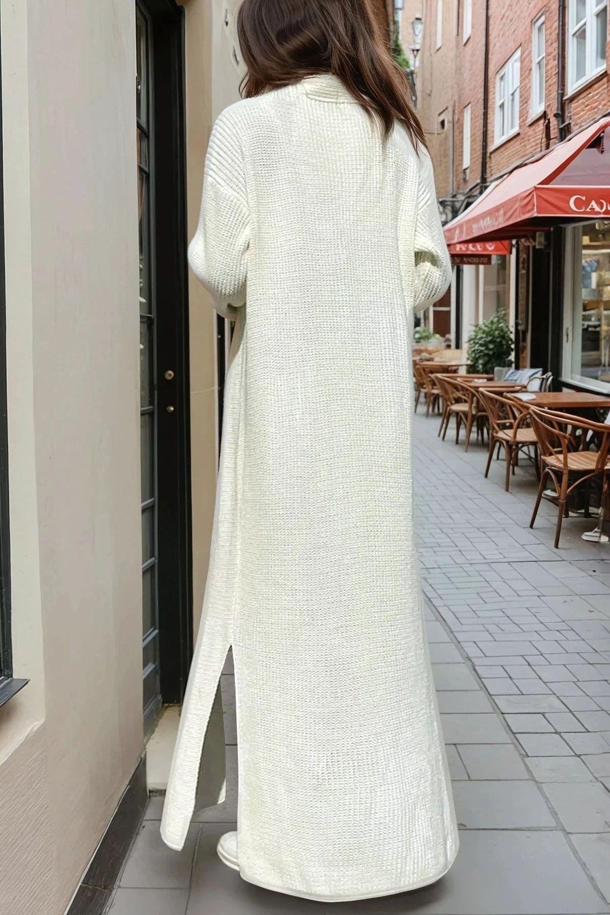 Kadın Ekru Triko Elbise - 700-CCK95007