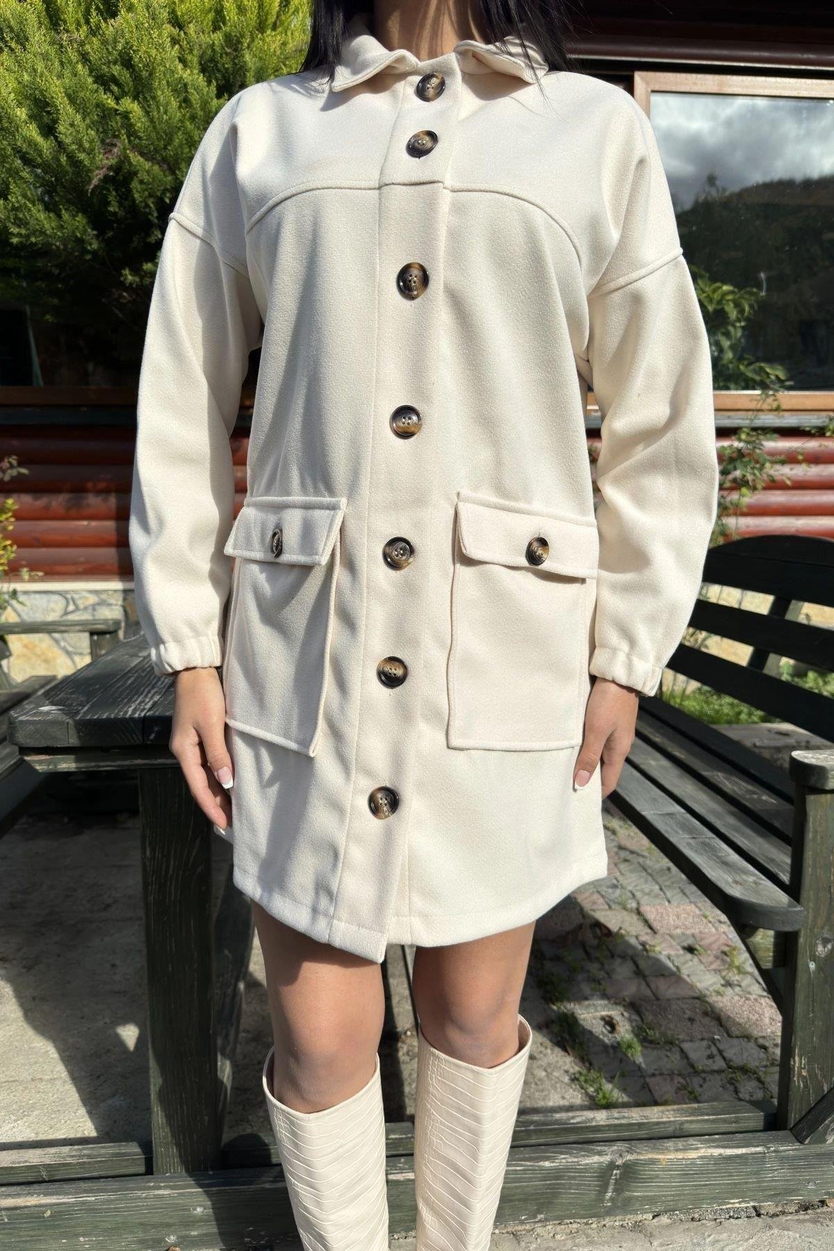 Kadın Gris Polar Ceket - 700-3664