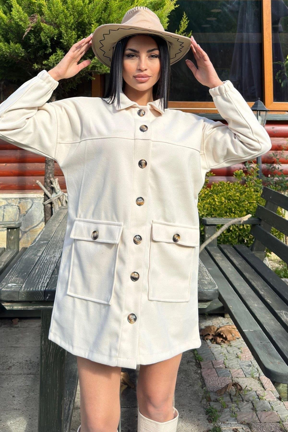 Kadın Gris Polar Ceket - 700-3664