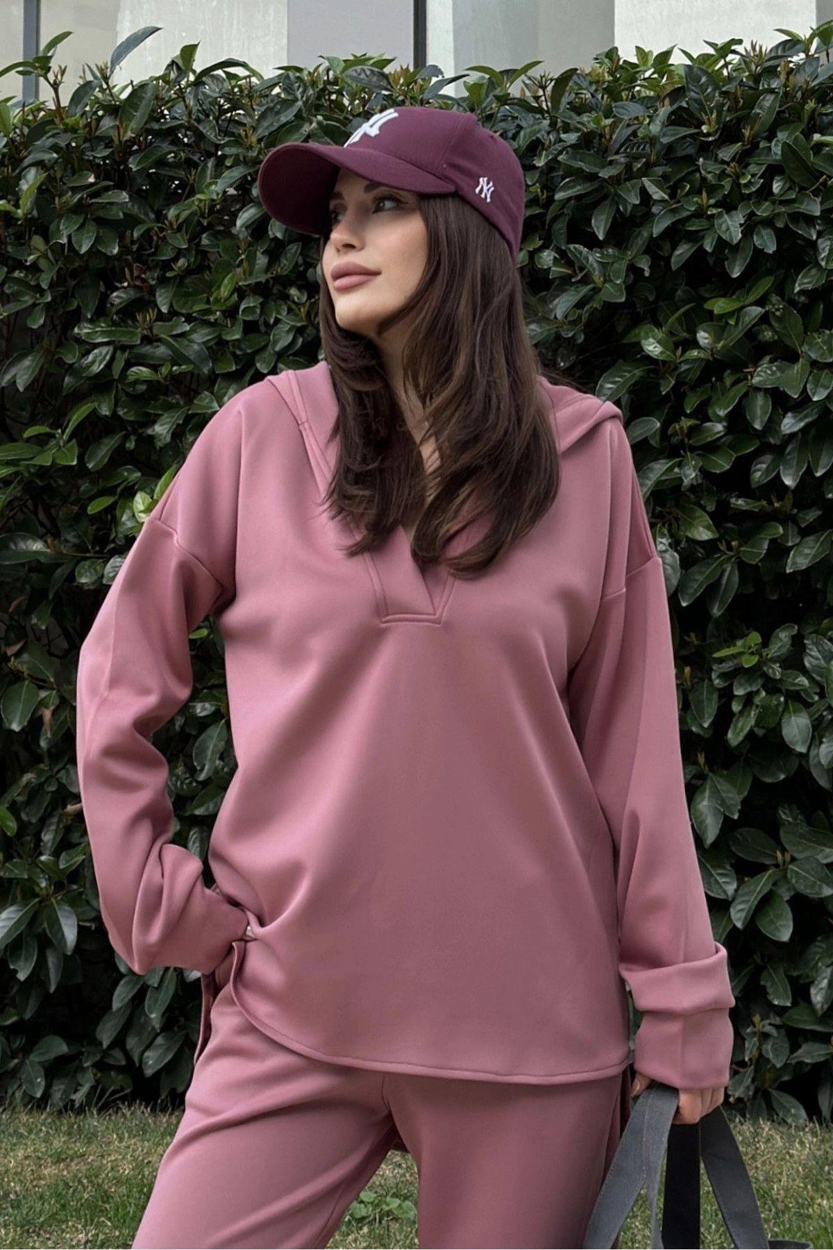 Kadın Gül Kurusu Sweatshirt - 700-3506
