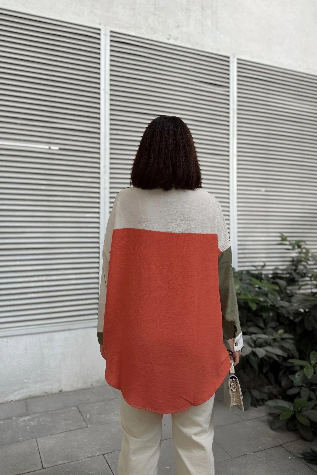 Kadın Haki Blok Tunik - 700-3071