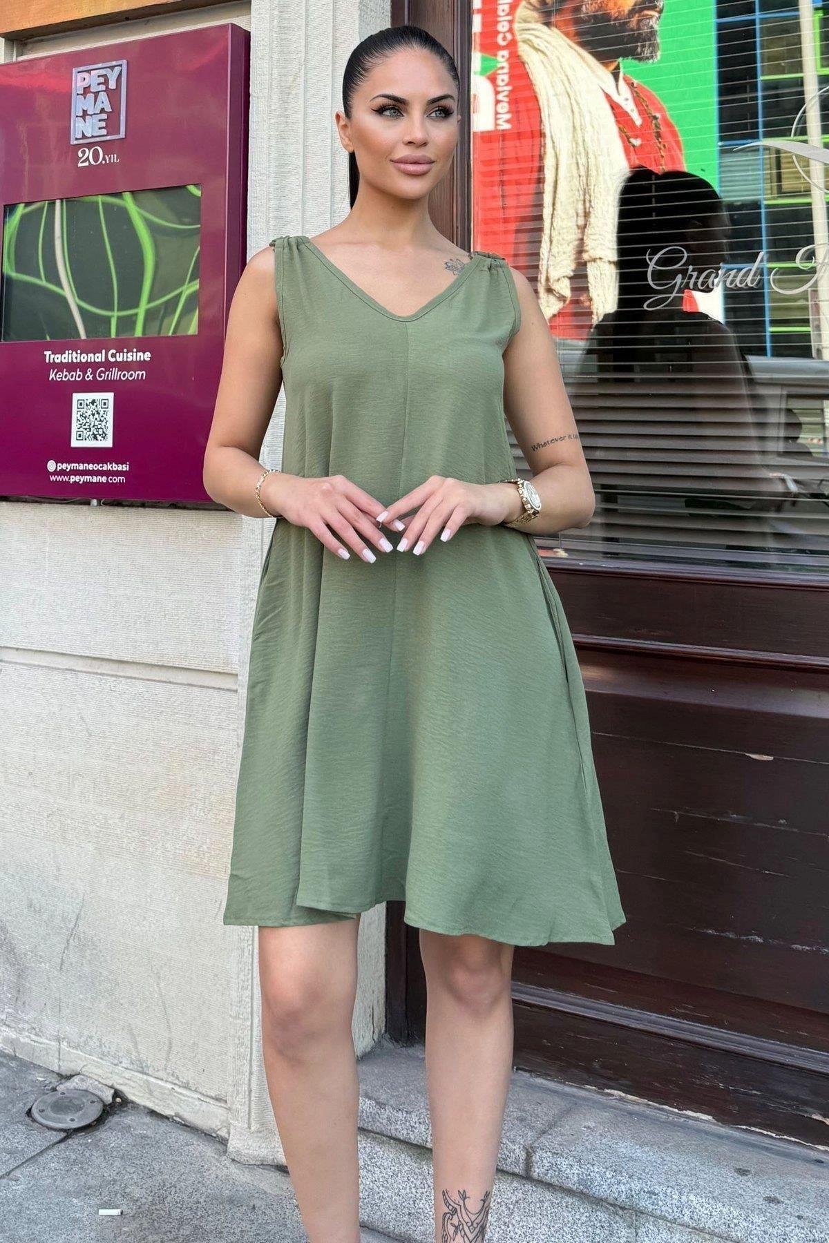 Kadın Haki Elbise - 700-3264