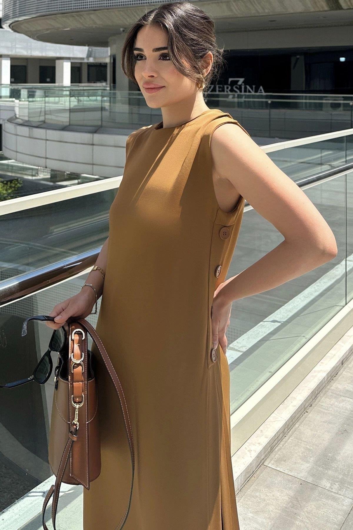 Kadın kahve elbise - 700-3561