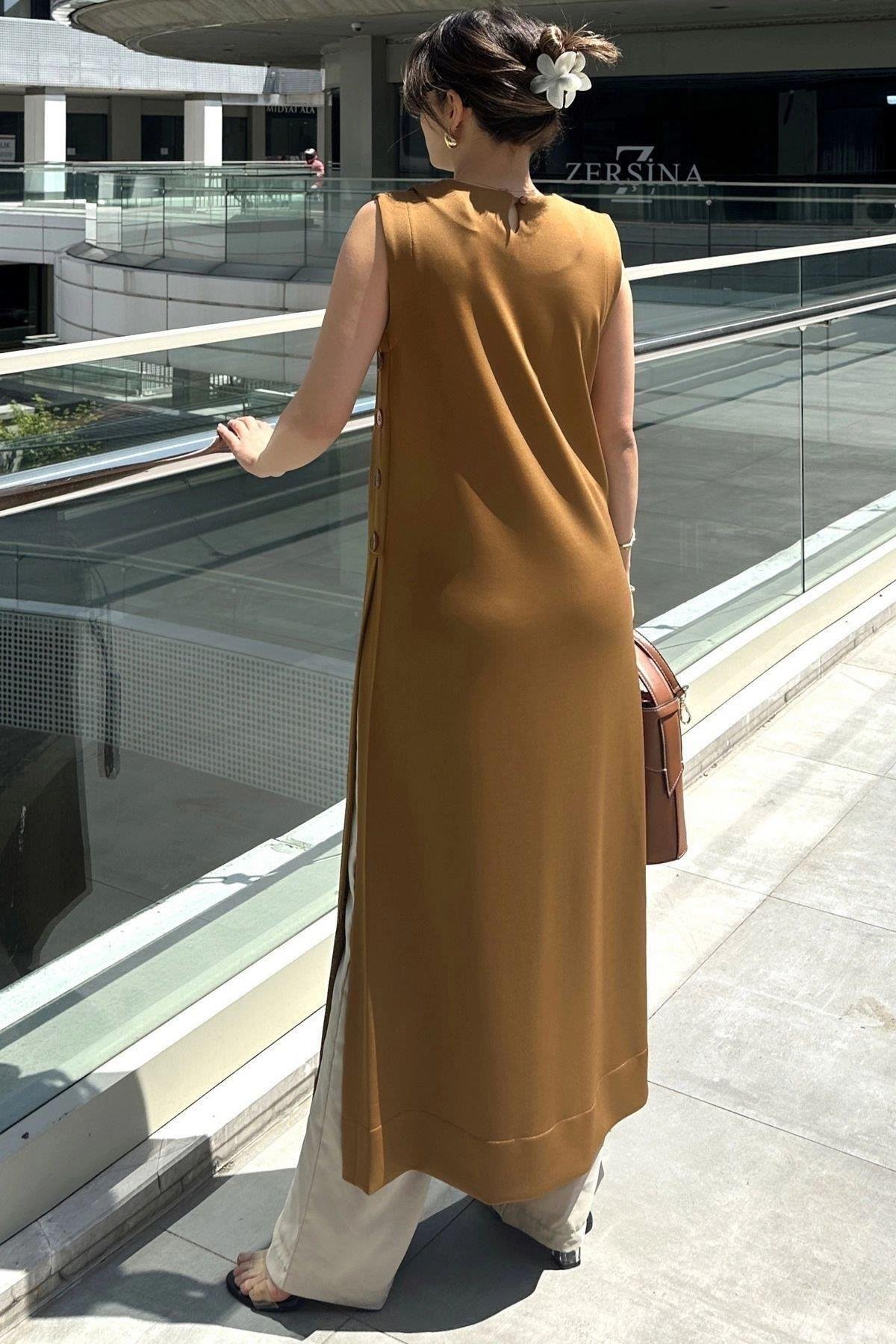 Kadın kahve elbise - 700-3561