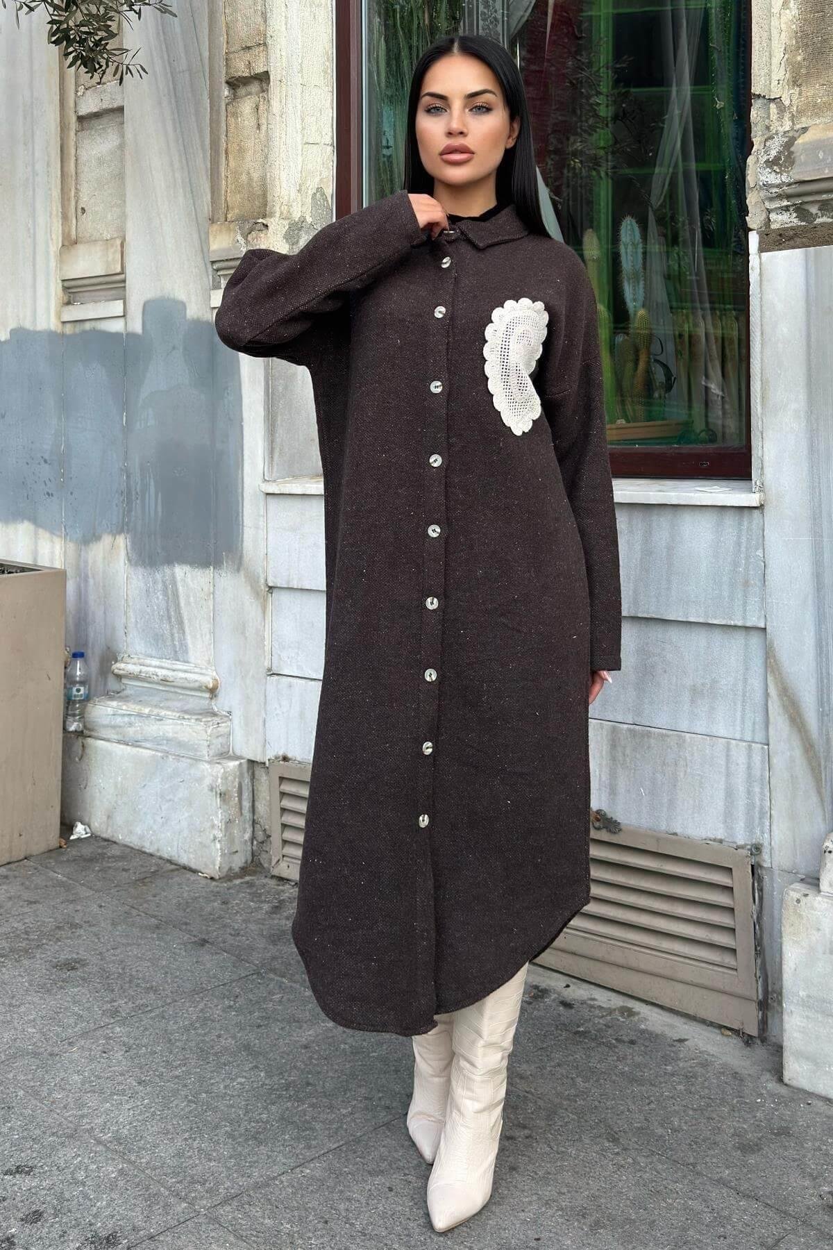 Kadın Kahve Elbise - 700-3693