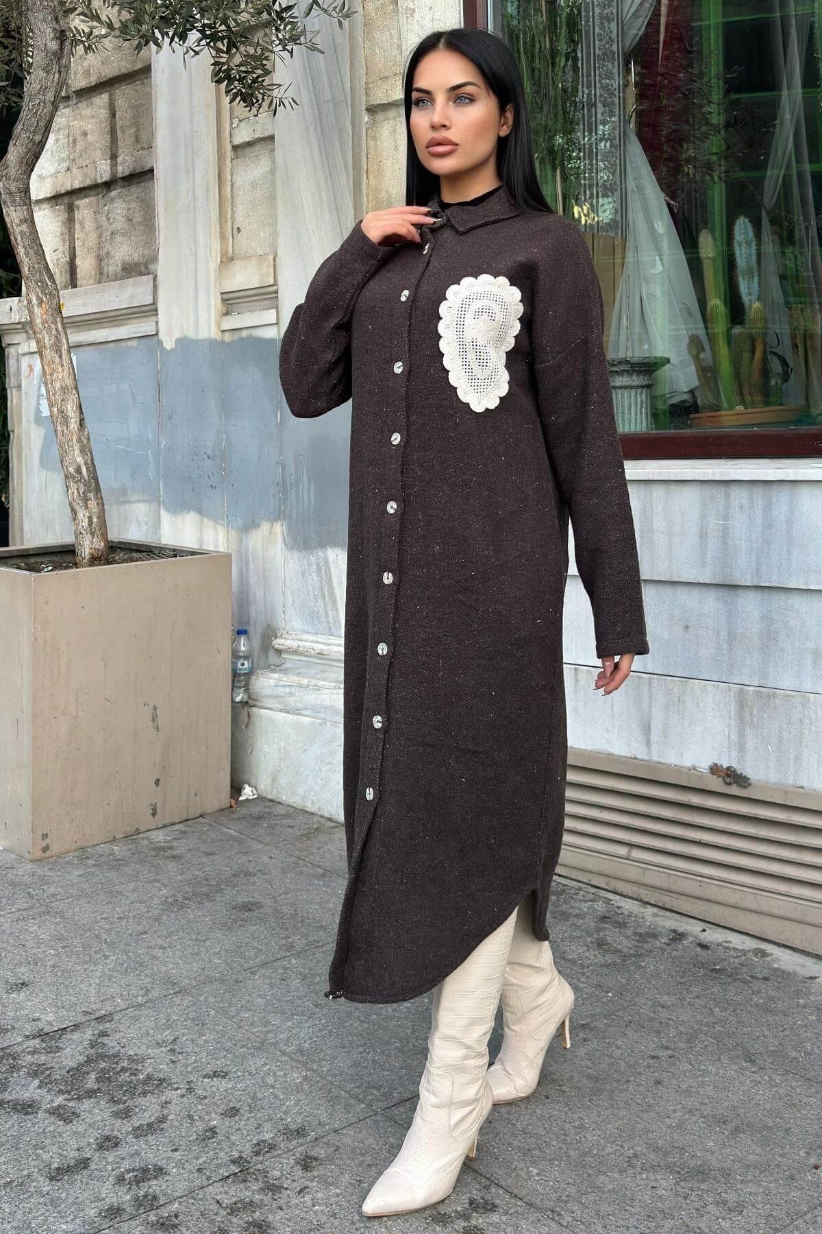 Kadın Kahve Elbise - 700-3693