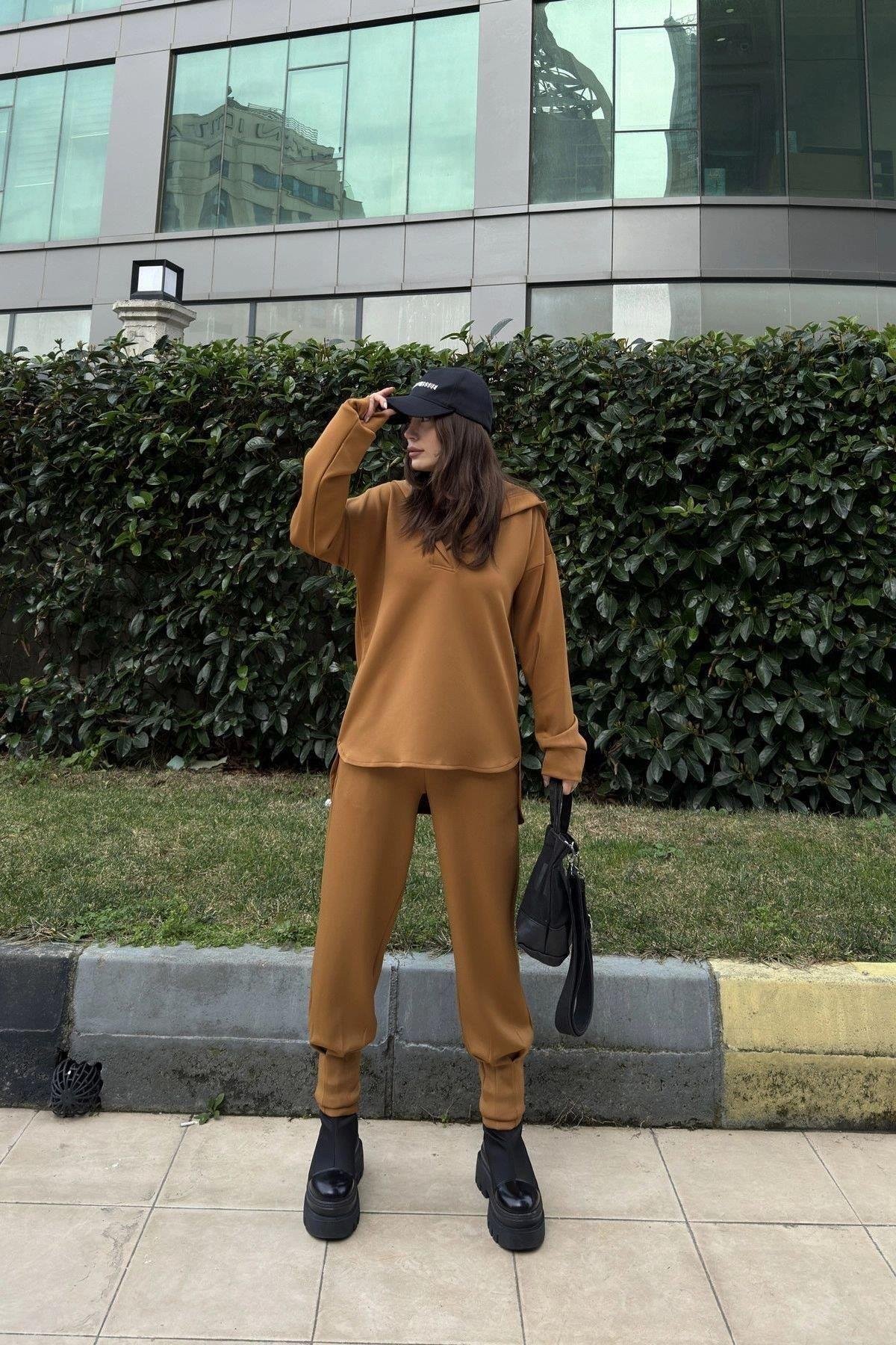 Kadın Kahve Sweatshirt - 700-3506