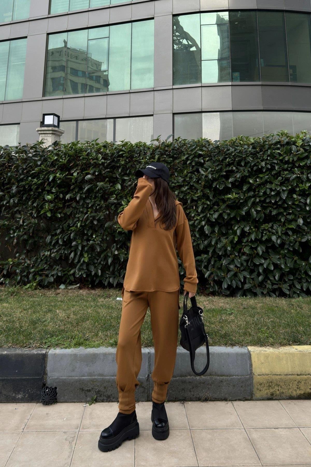 Kadın Kahve Sweatshirt - 700-3506
