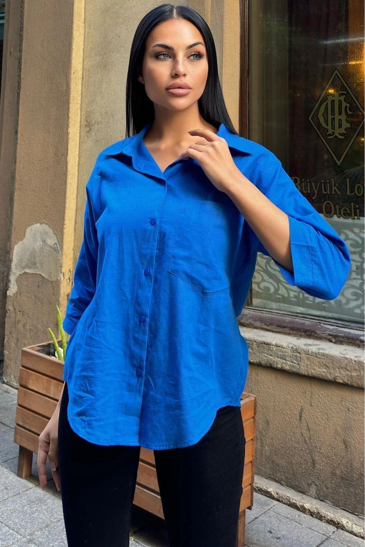 Kadın Keten Salaş Gömlek - 700-3619
