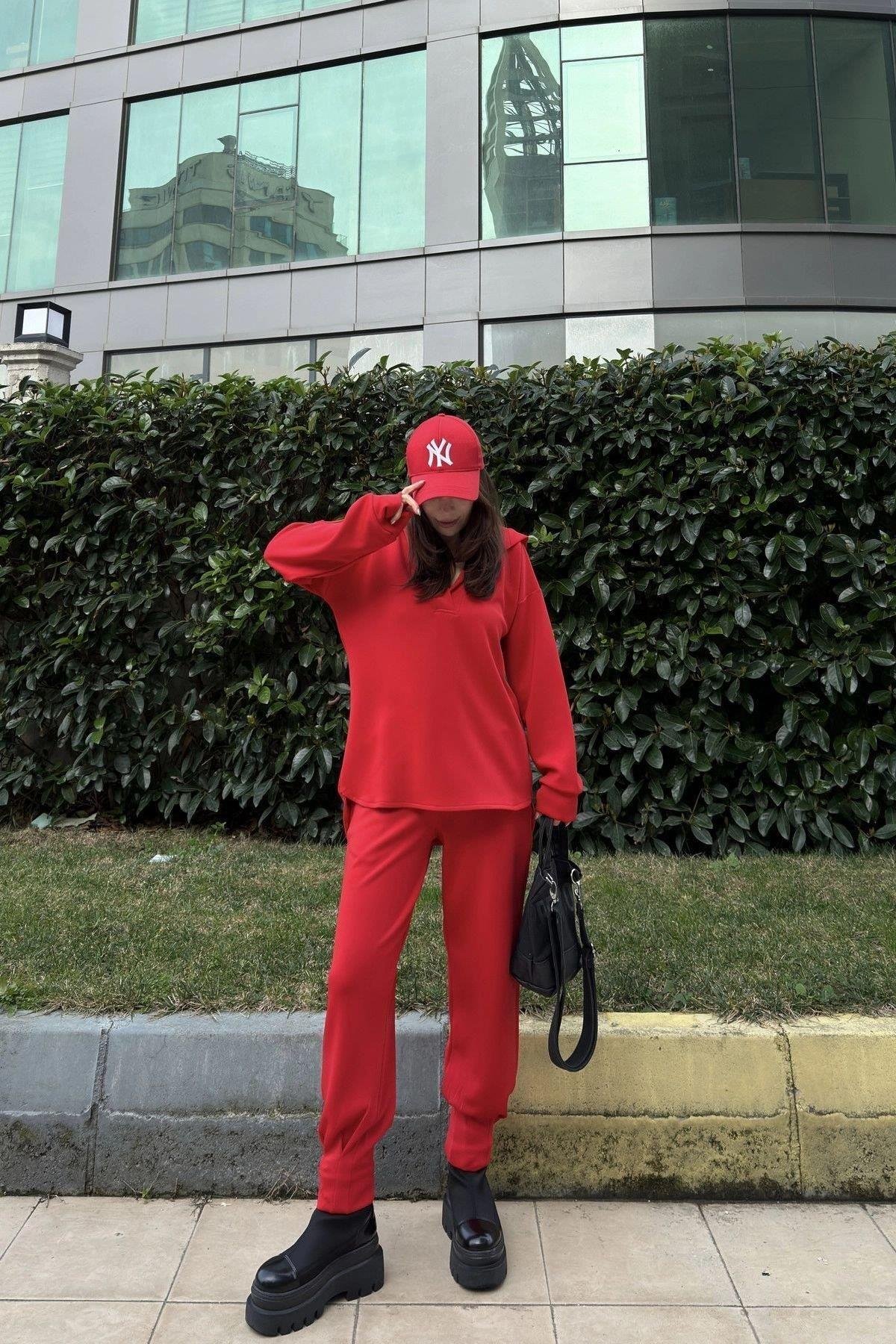 Kadın Kırmızı Sweatshirt - 700-3506