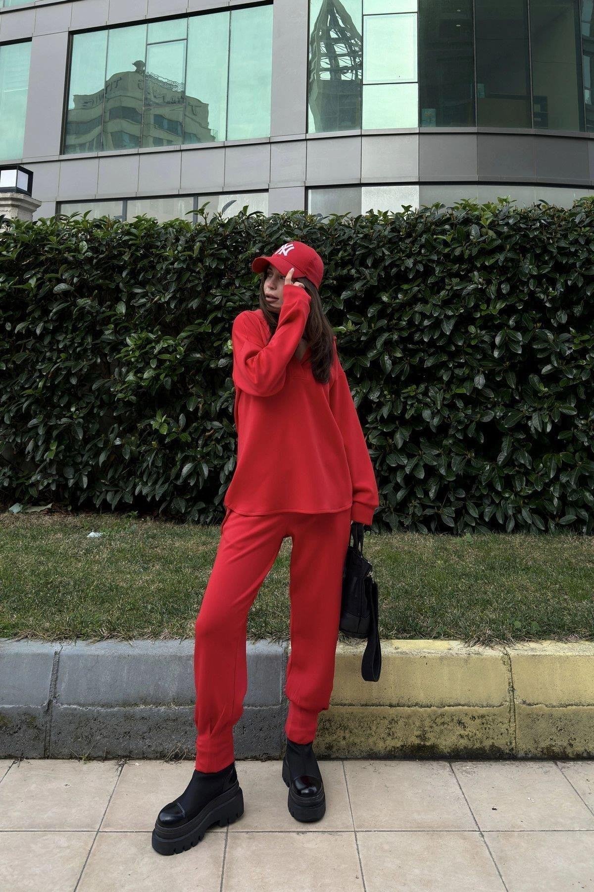 Kadın Kırmızı Sweatshirt - 700-3506