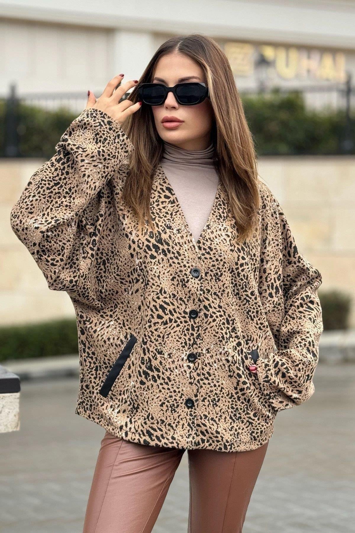 Kadın Leopar Ceket - 700-3509