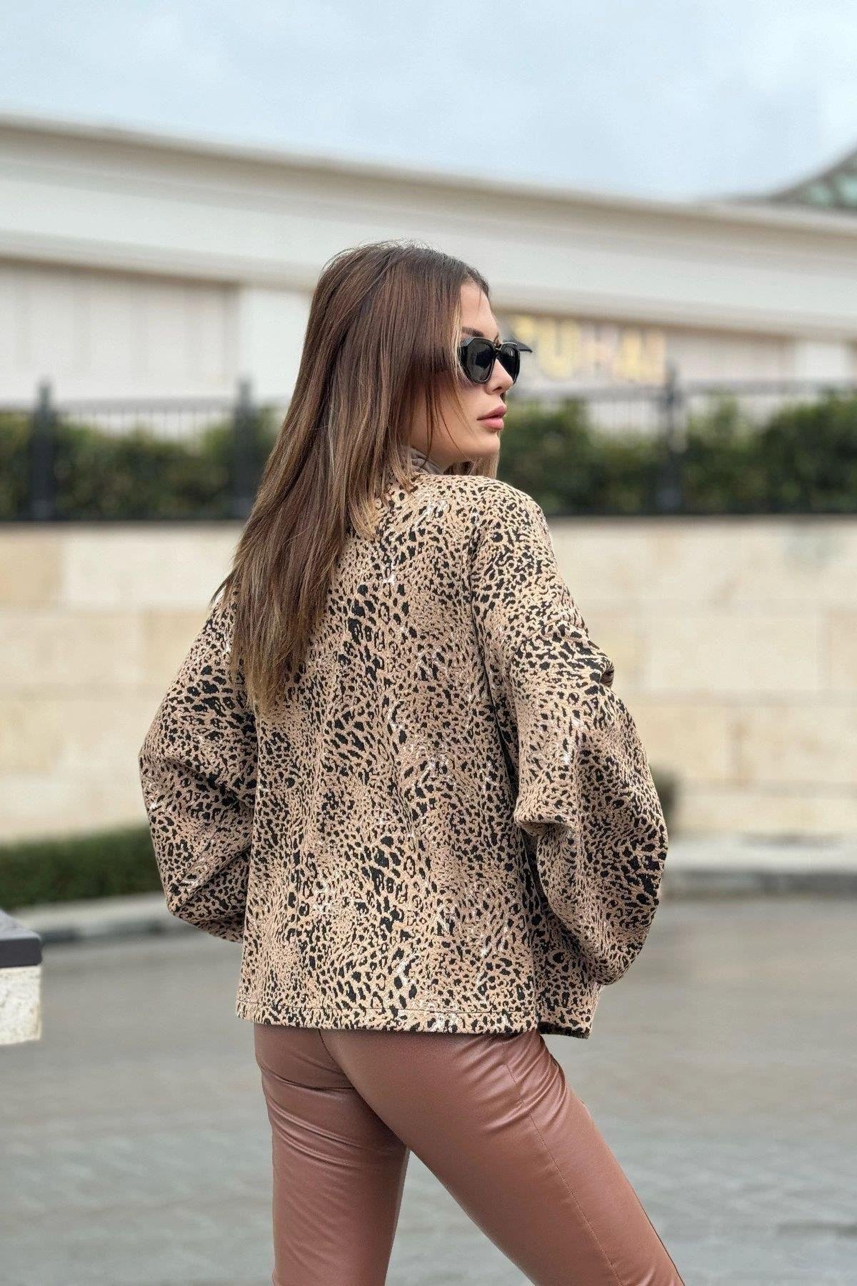Kadın Leopar Ceket - 700-3509