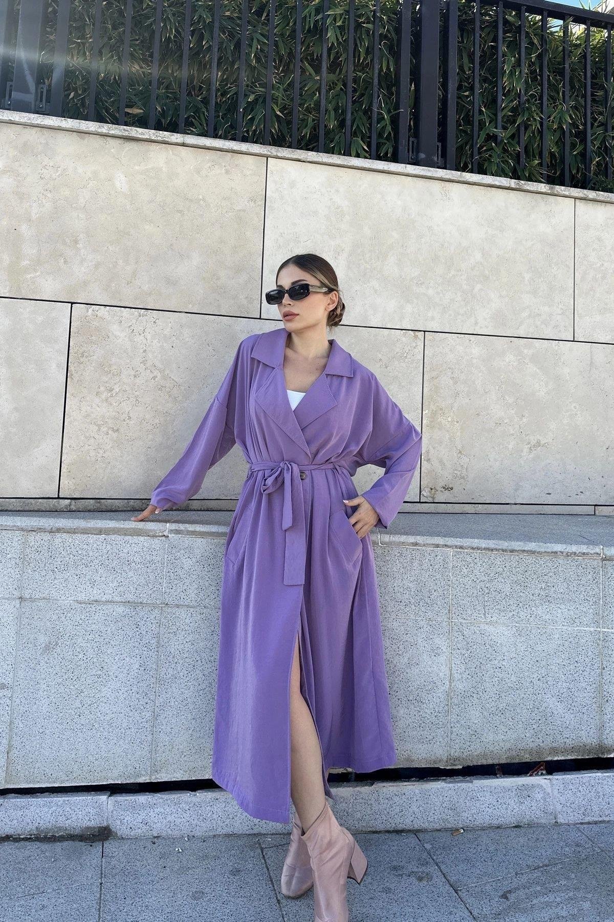 Kadın Lila Salaş Trençkot - 700-3335