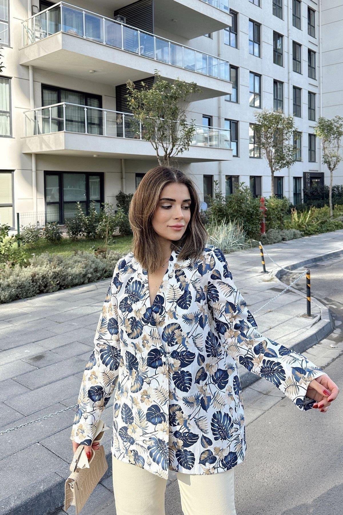 Kadın Mavi Ceket - 700-3371