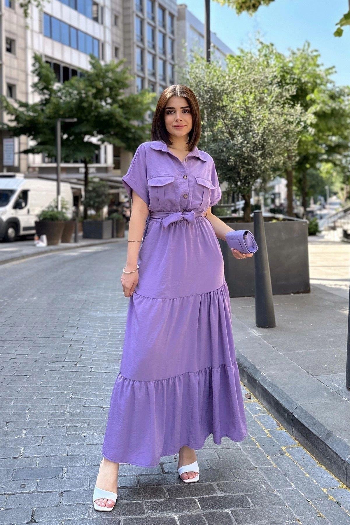 Kadın Mor Elbise - 700-3336