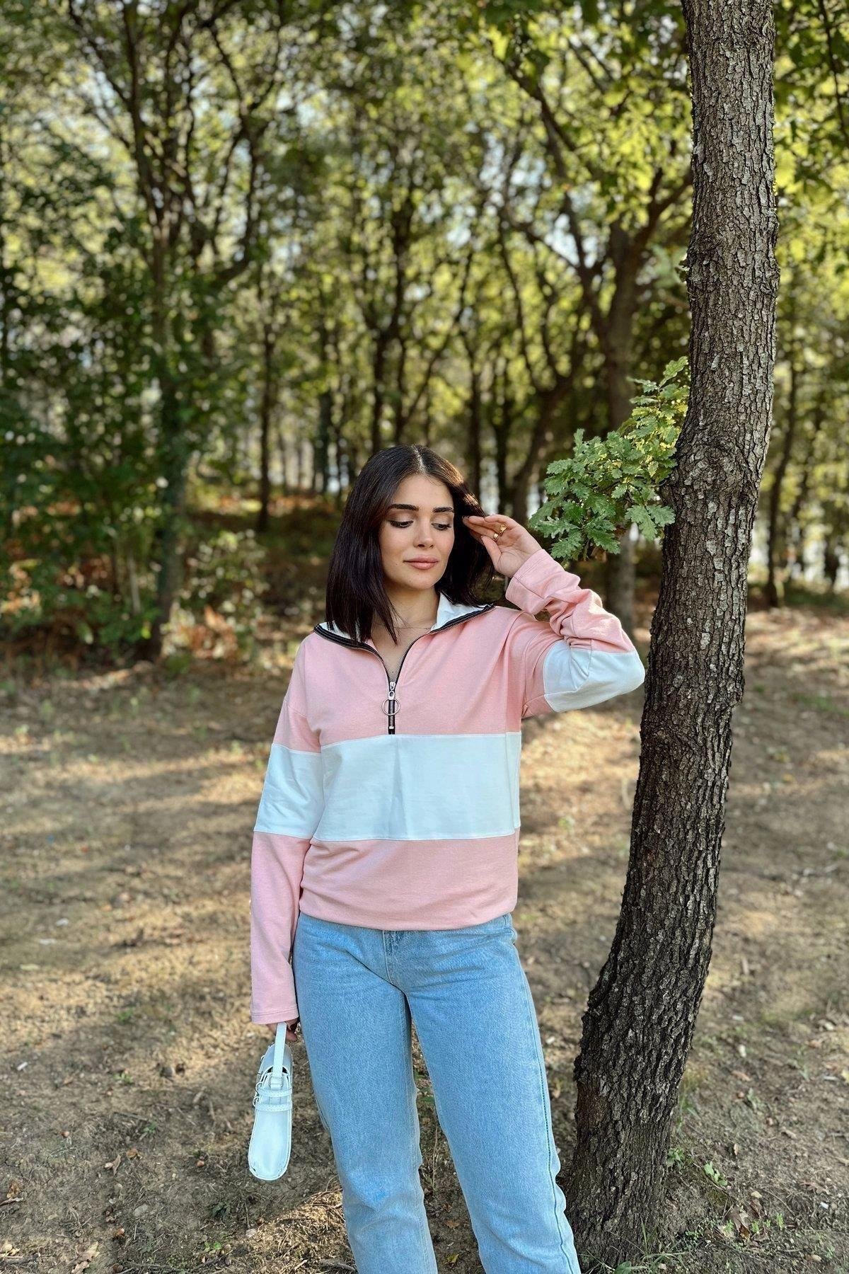 Kadın Pembe Sweatshirt - 700-3471