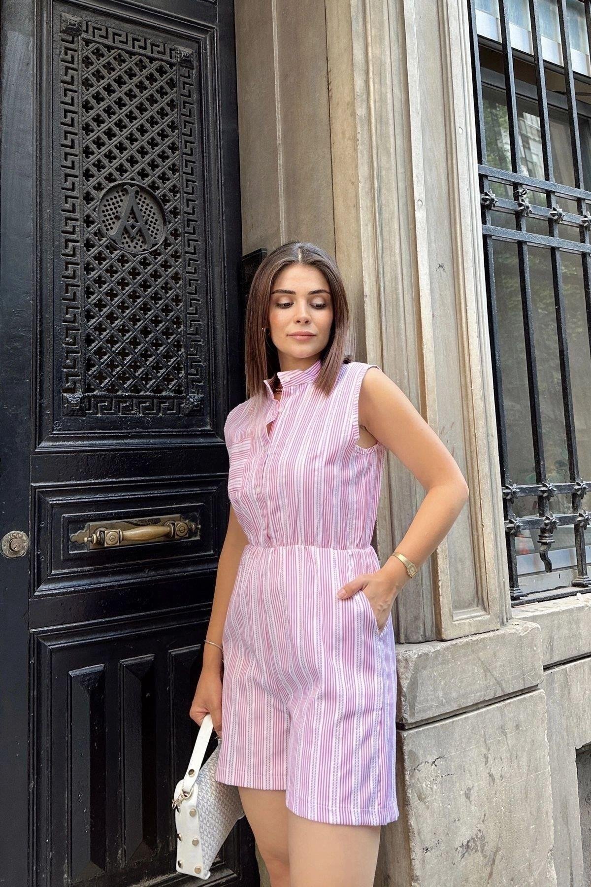 Kadın Pembe Tulum - 700-3421