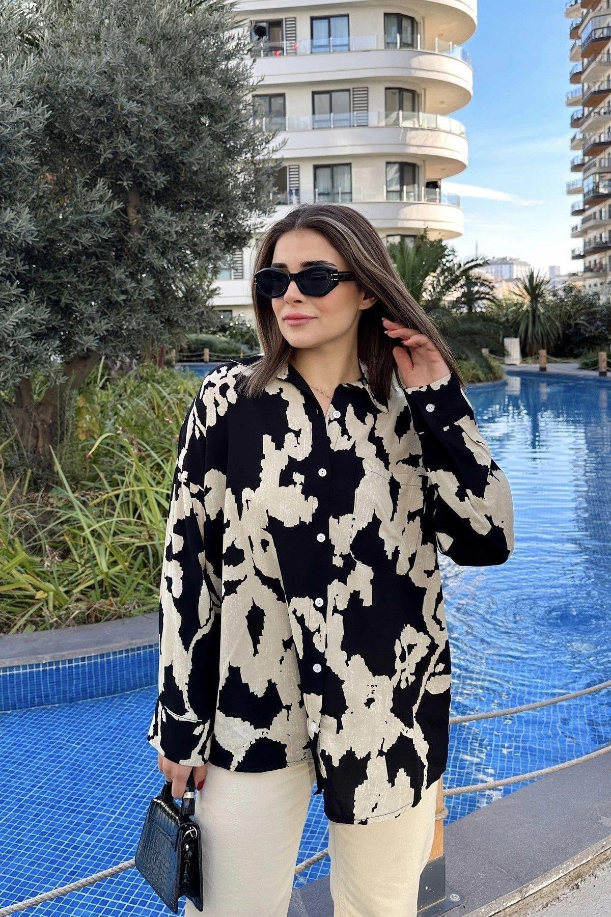 Kadın Siyah Gömlek - 700-3457