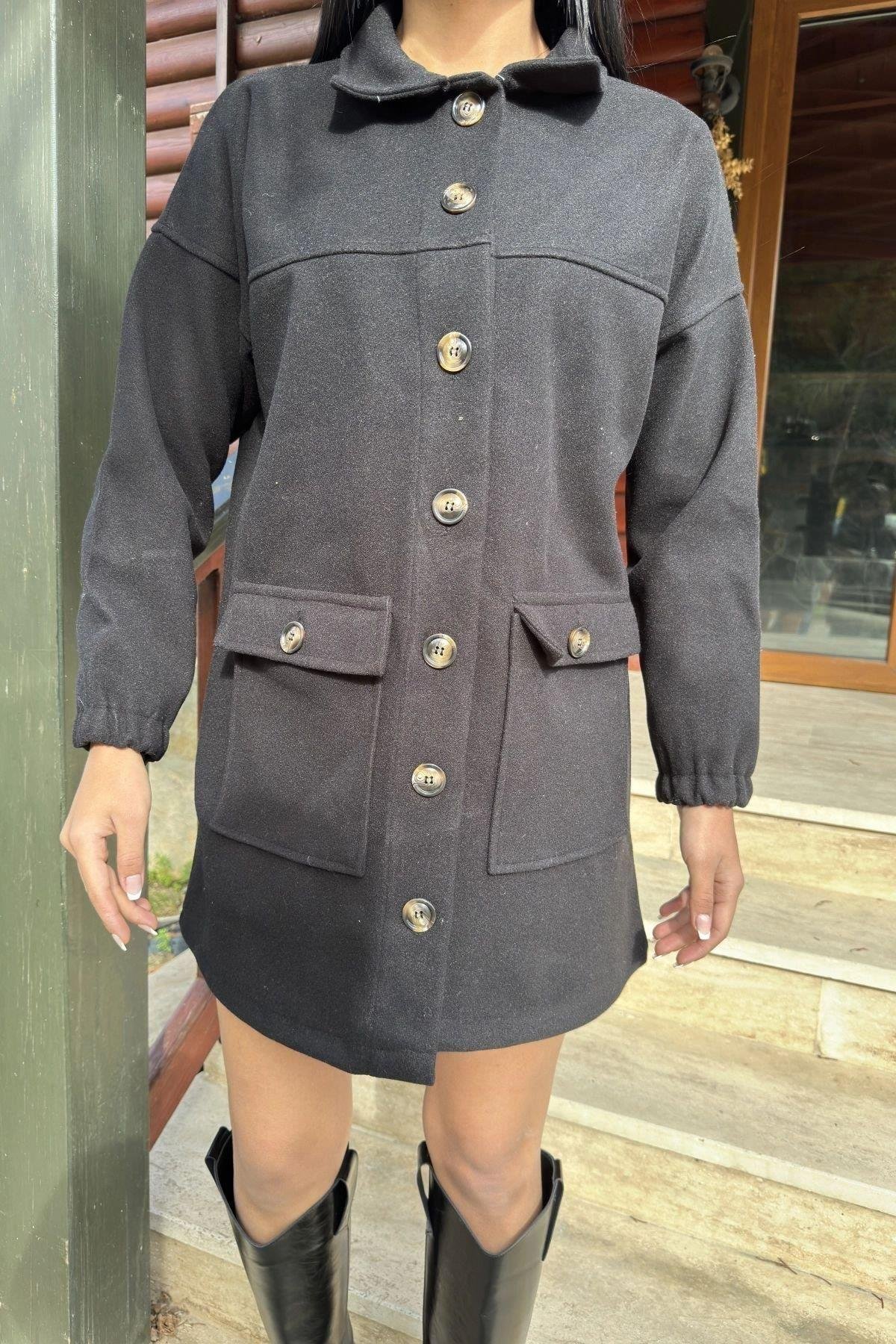 Kadın Siyah Polar Ceket - 700-3664
