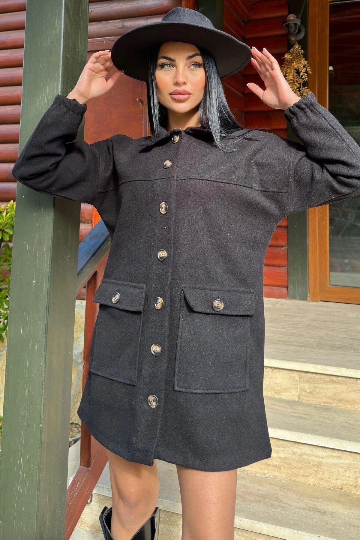 Kadın Siyah Polar Ceket - 700-3664