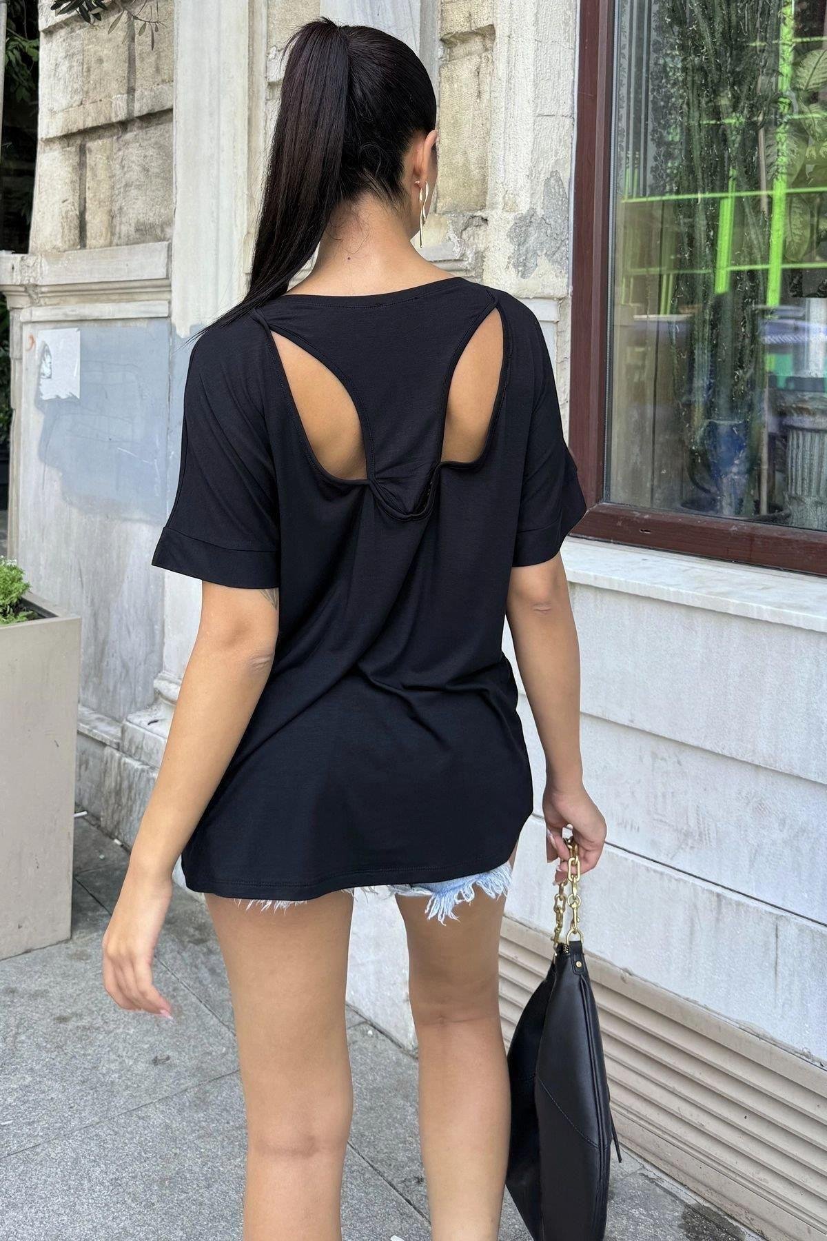 Kadın Siyah Tshirt - 700-k6082