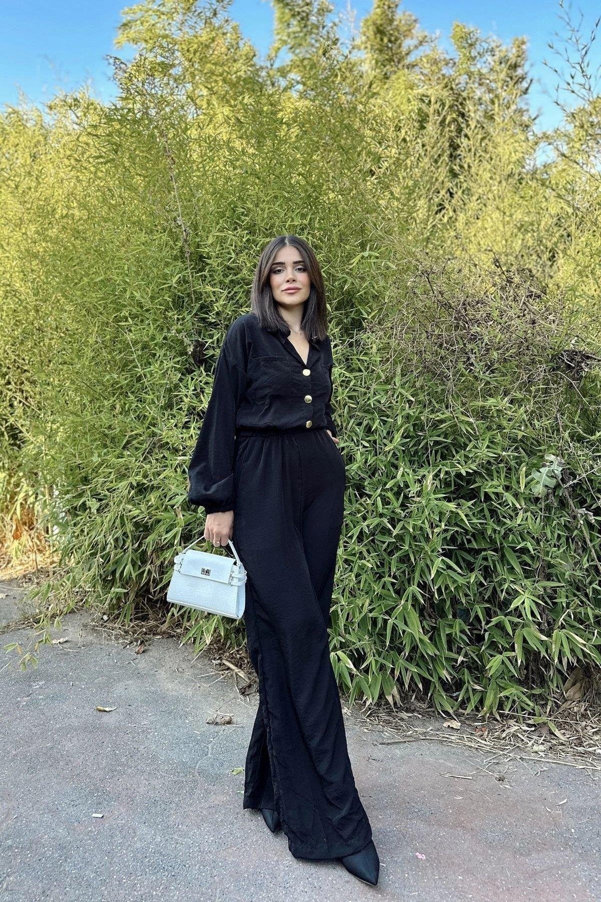 Kadın Siyah Tulum - 700-3360