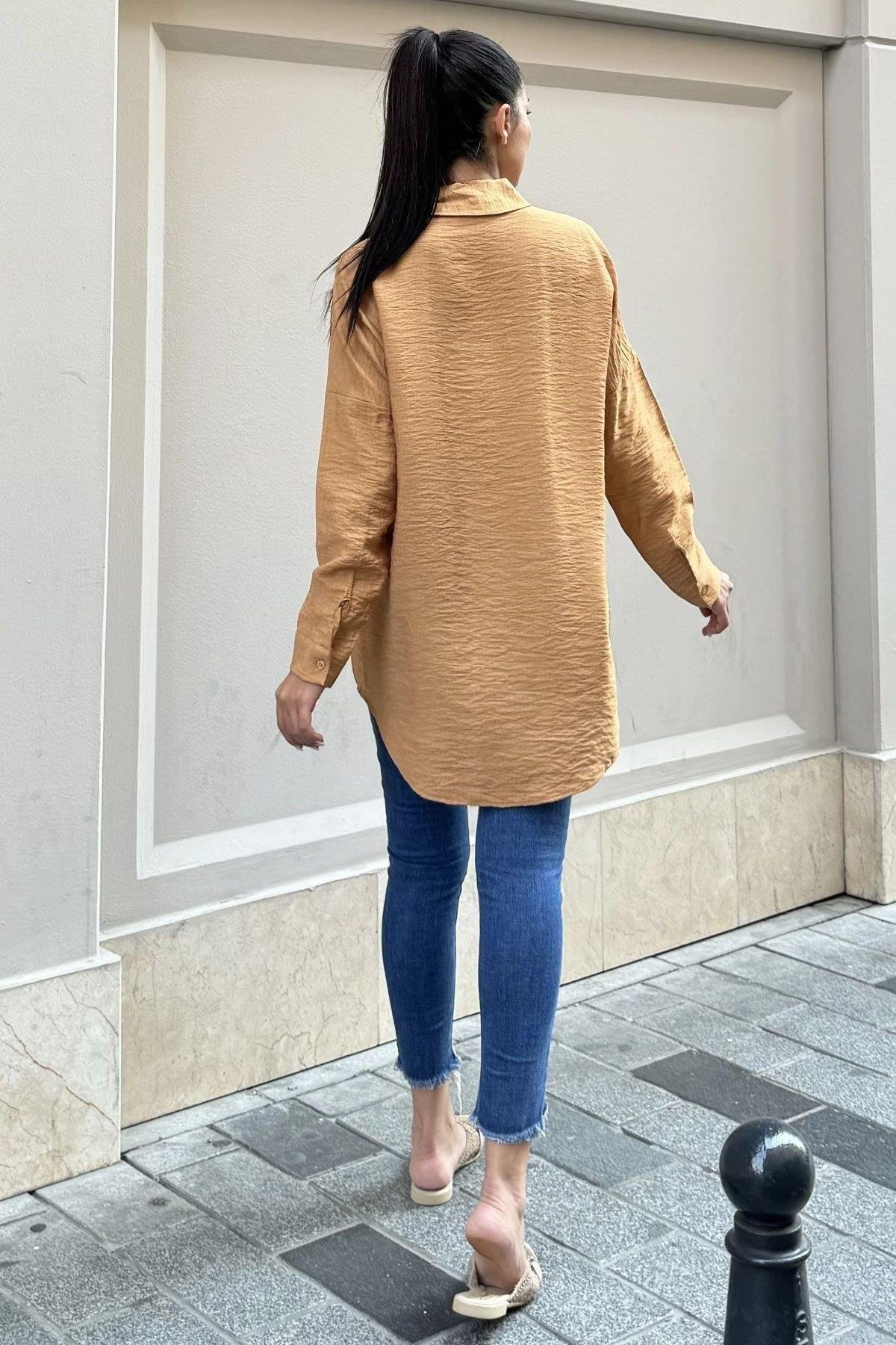 Kadın Taş Keten Gömlek - 700-3527