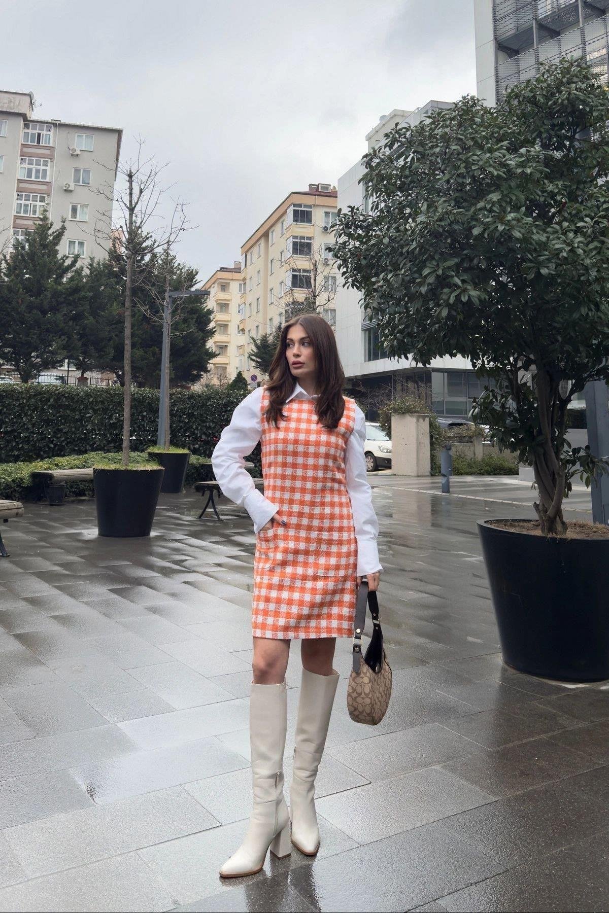 Kadın Turuncu Elbise - 700-3546