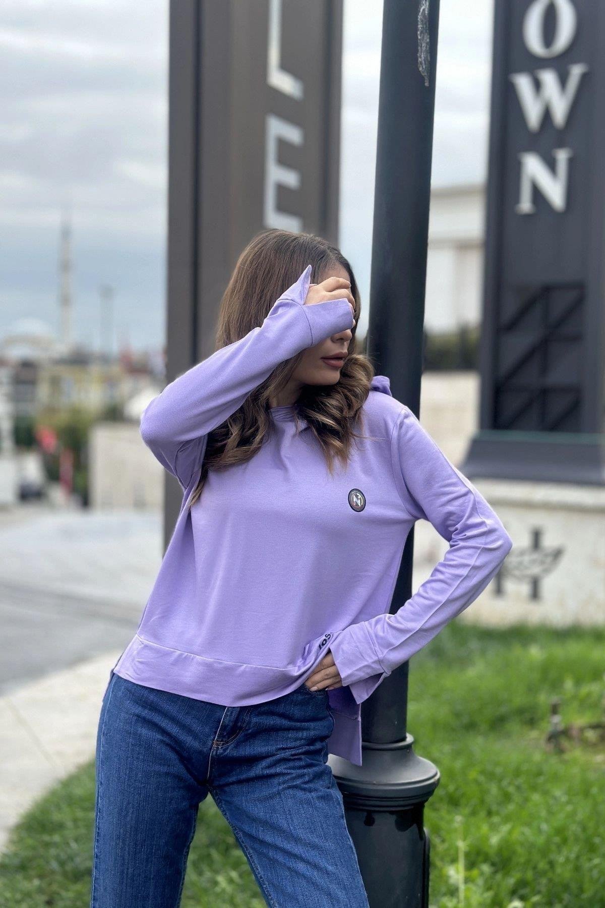 Kadın Uzun Kapüşonlu Bluz - 700-3172