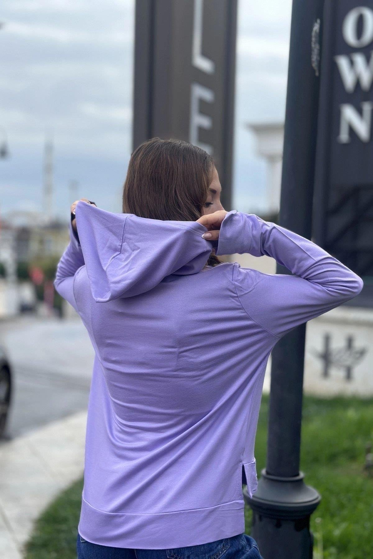 Kadın Uzun Kapüşonlu Bluz - 700-3172