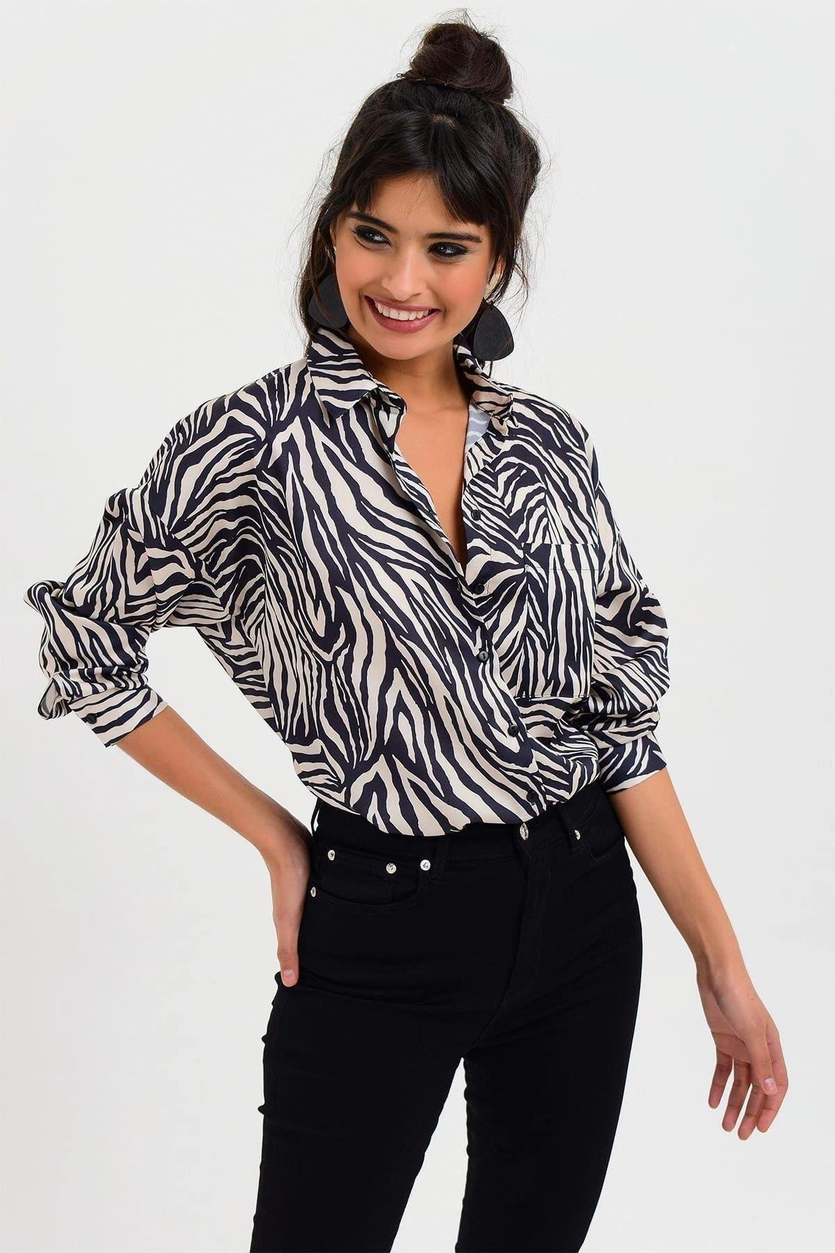 Kadın Zebra Gömlek - 700-K4552