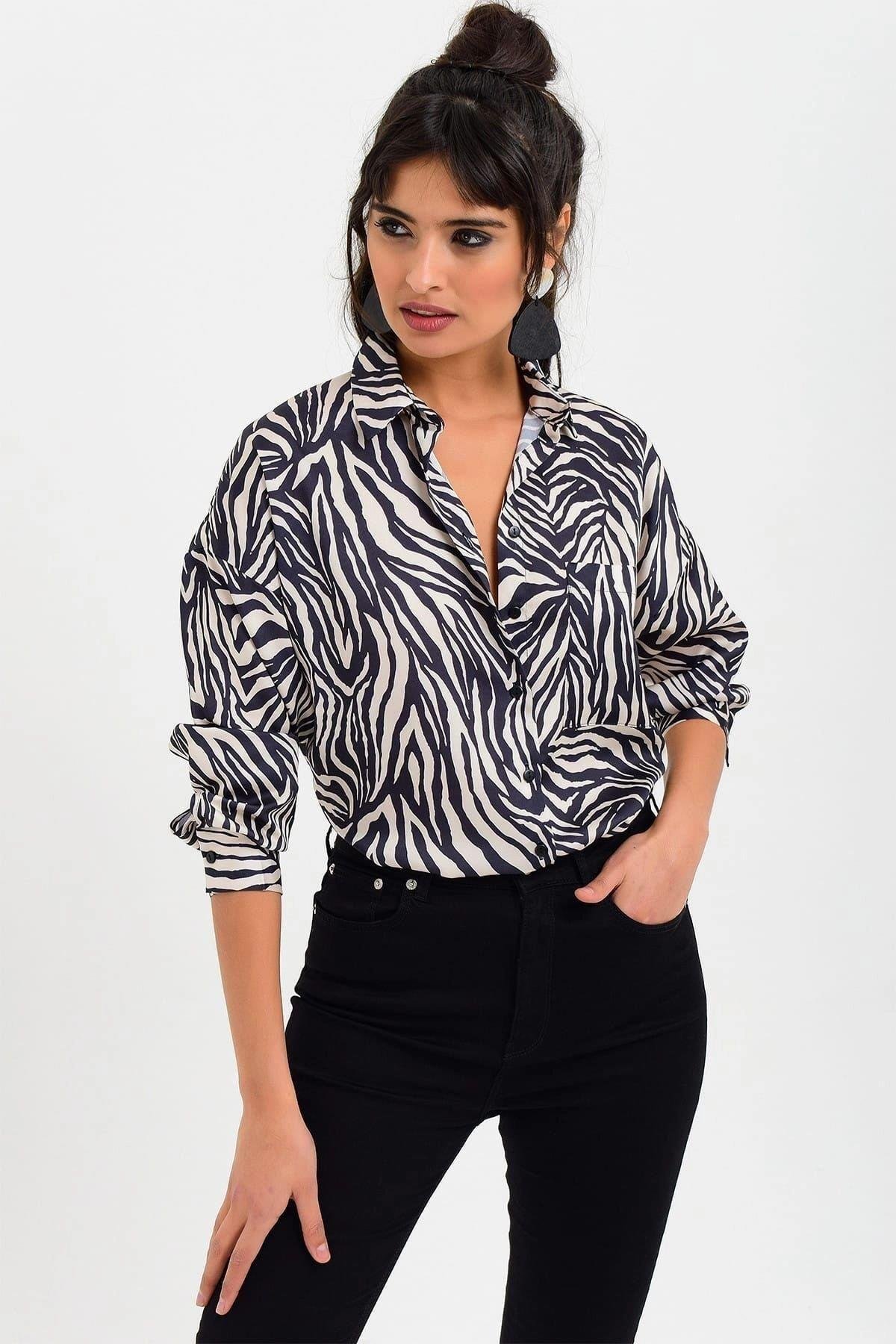 Kadın Zebra Gömlek - 700-K4552
