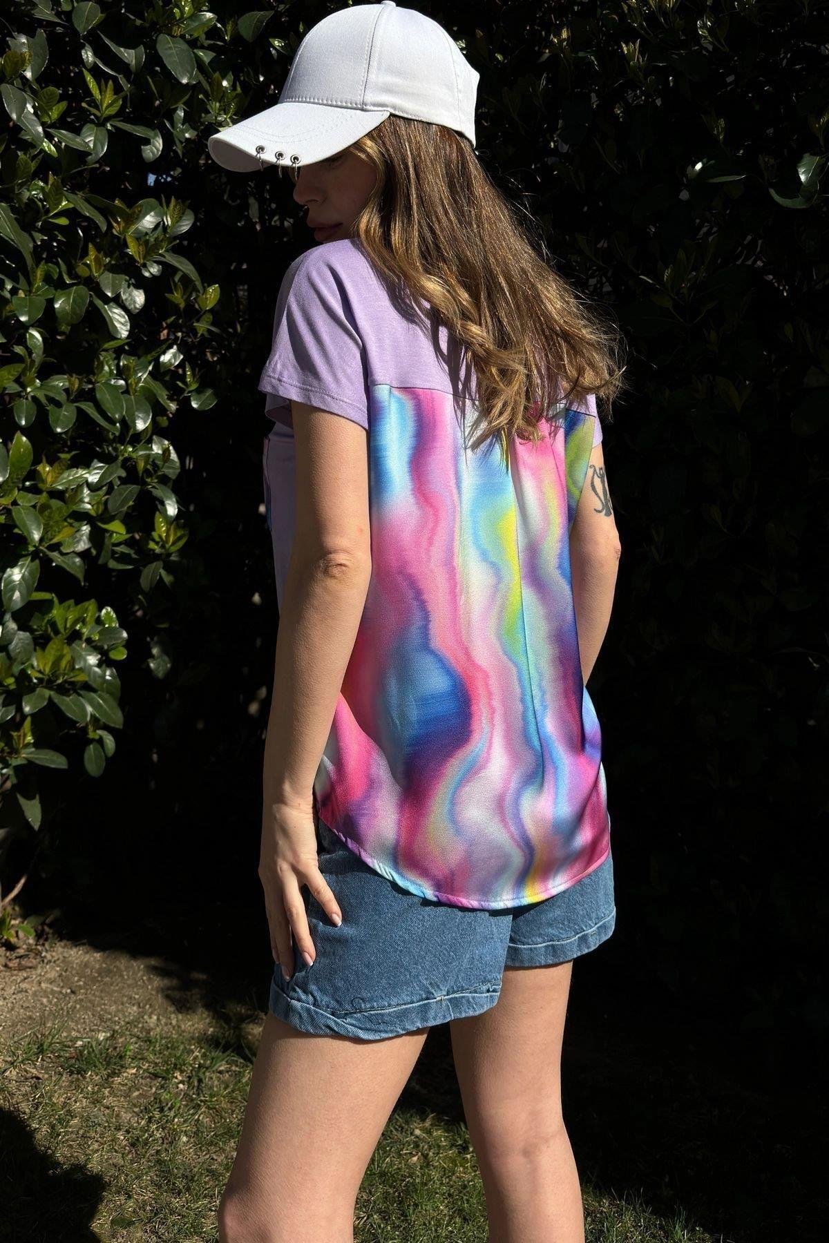 Lila Kadın Basic T-Shirt - 700-3426