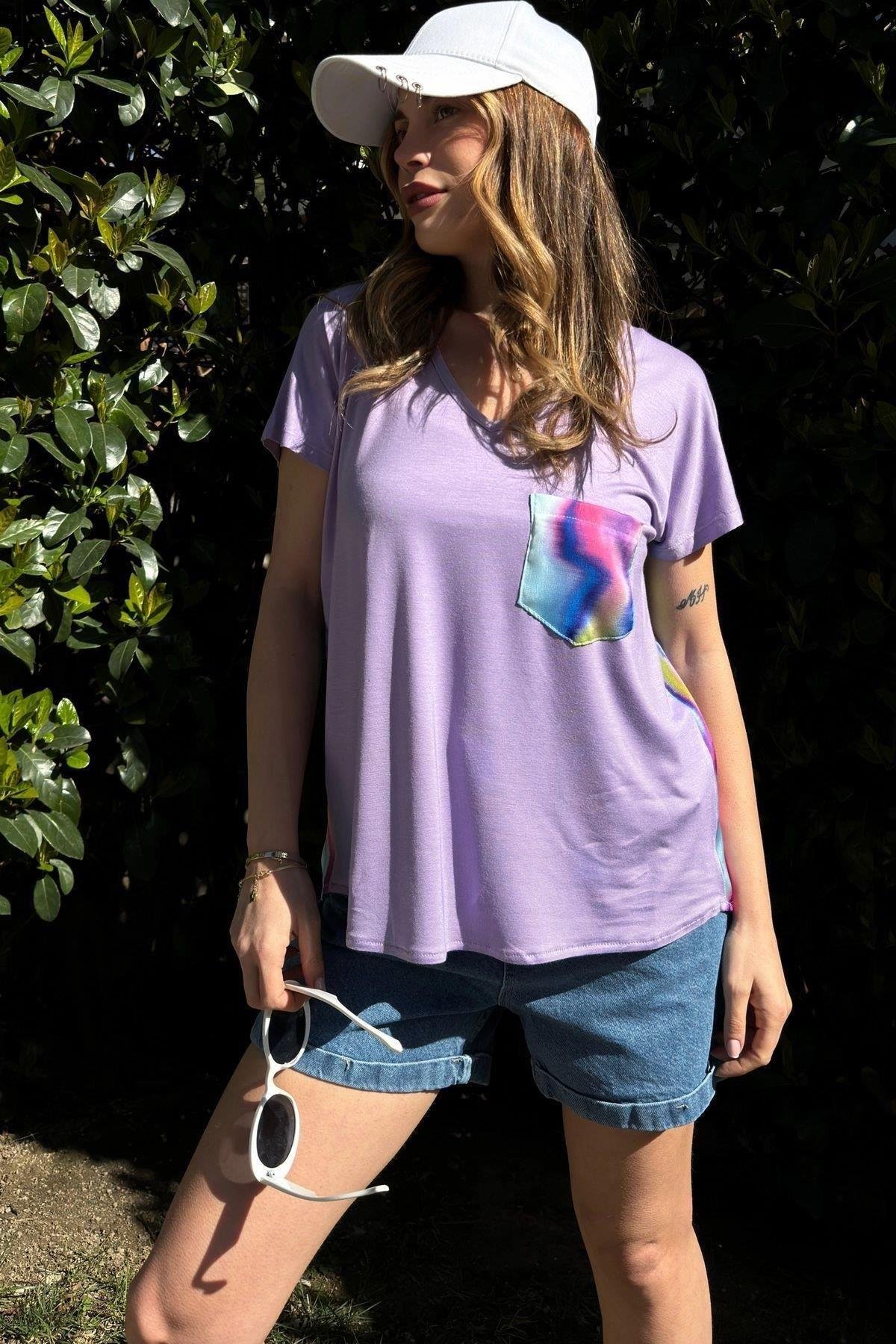 Lila Kadın Basic T-Shirt - 700-3426