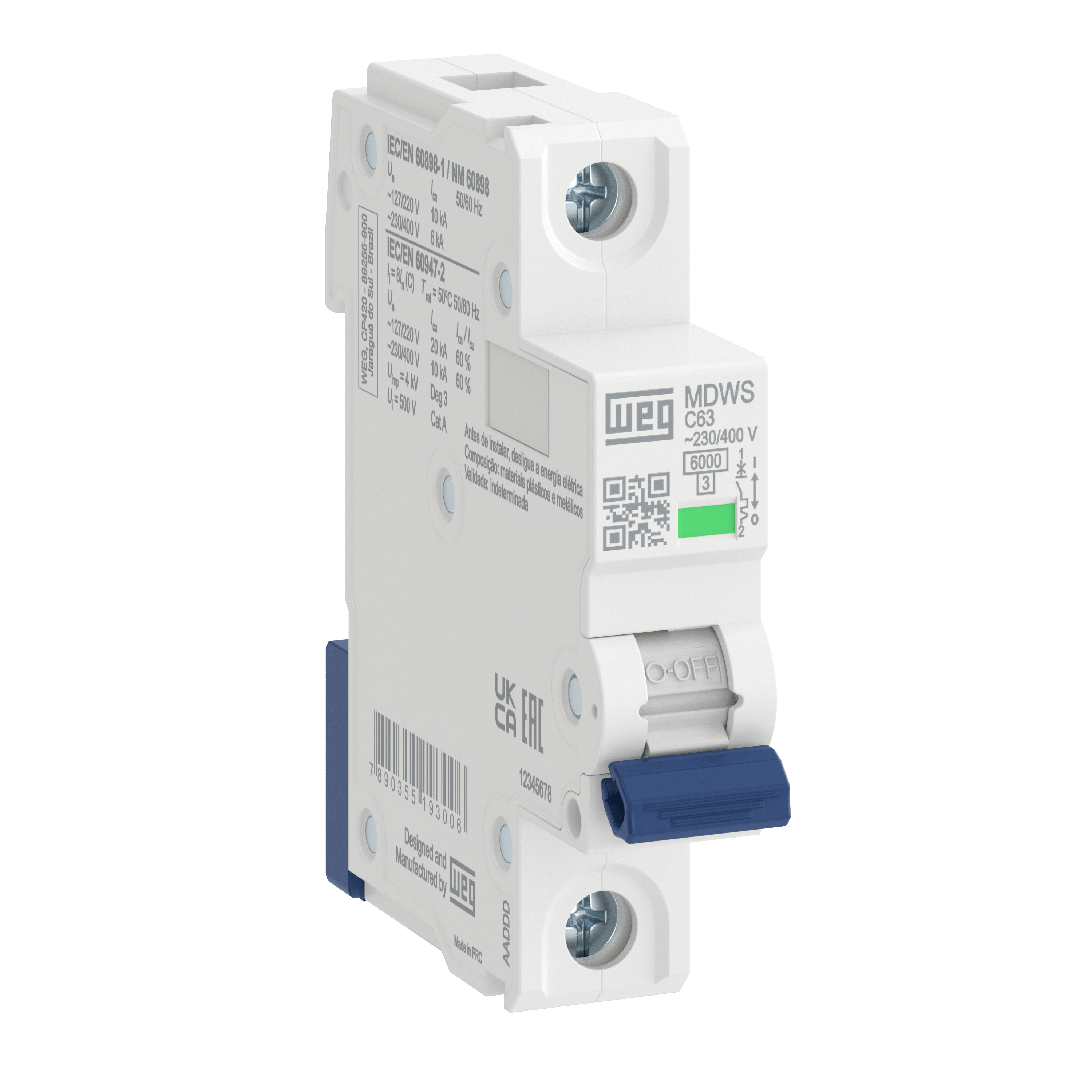 MDWS-C2-1 1P, 2A, C Eğrisi, 6kA Otomatik Sigorta