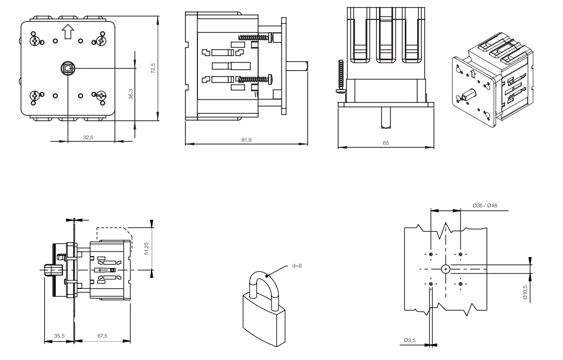 WEG MSW 80 P-3 H 3 Kutuplu Pako Şalter 3x80A Panel Monteli Yük Ayırıcı