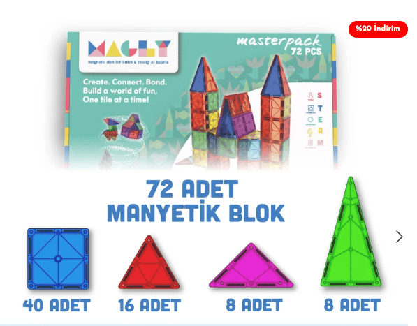 MAGLY 72 PARÇA MANYETİK BLOK 